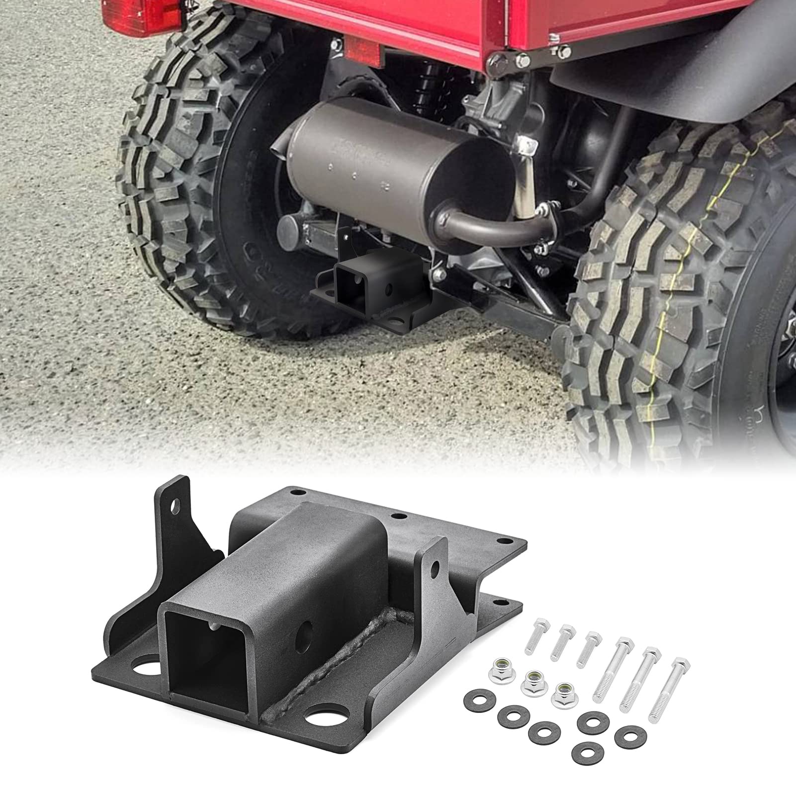 Dasen 2 Rear Receiver Trailer Tow Hitch Compatible with Kawasaki Mule 600 610 2005-2016, fit Mule SX 2017-2026