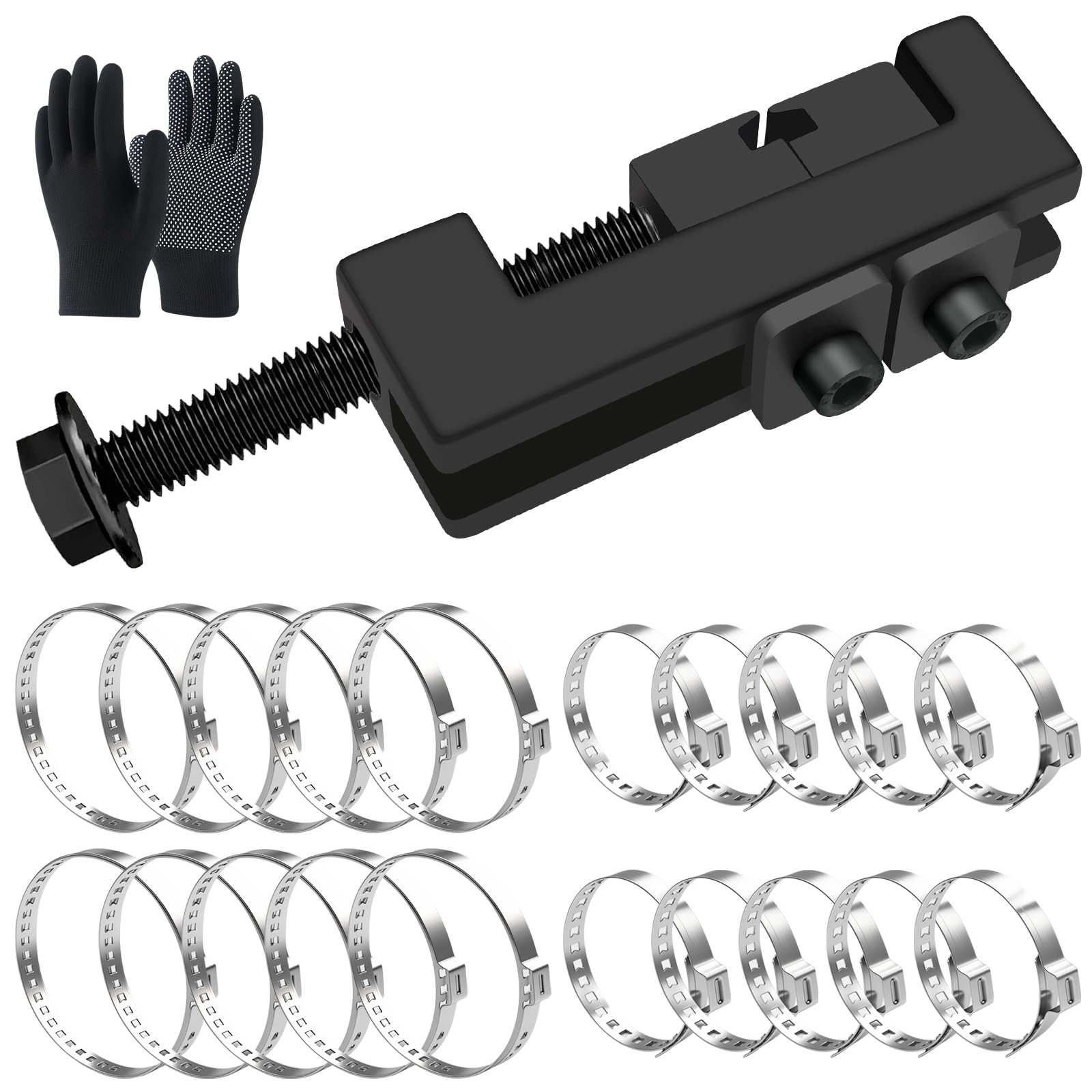 Aienxn CV Boot Clamp Plier with 20PCS 304 Stainless CV Boot Clamps, 10PCS Small and 10PCS Large Single Ear Hose Clamp, Drive Sha