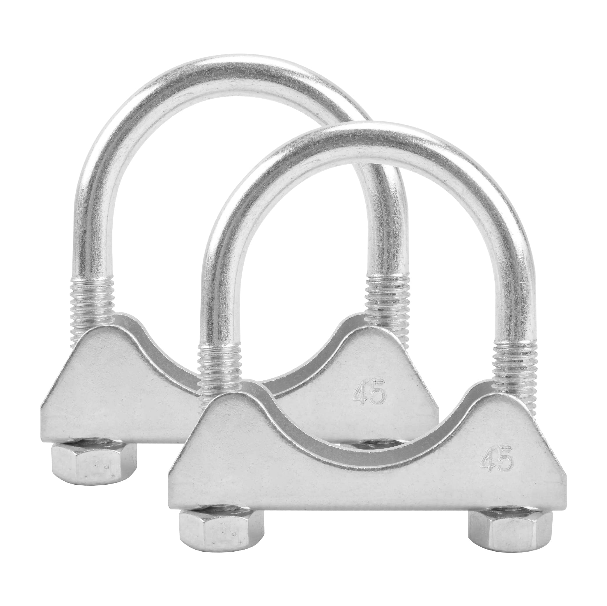 Batoneco 1.75'' U Bolt Clamp, Muffler Exhaust Clamps,1-3/4 Inch Saddle Style Heavy Duty Mild Steel(2-Pack)