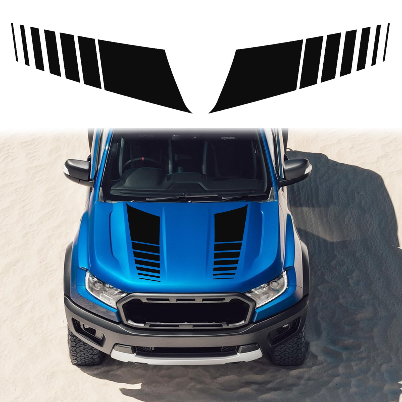 ramuel Compatible with 2PCS Car Hood Cover Vinyl Stripe Stickers Racing Stripes Auto Bonnet Hoods Bumper Decoration Decals Graph