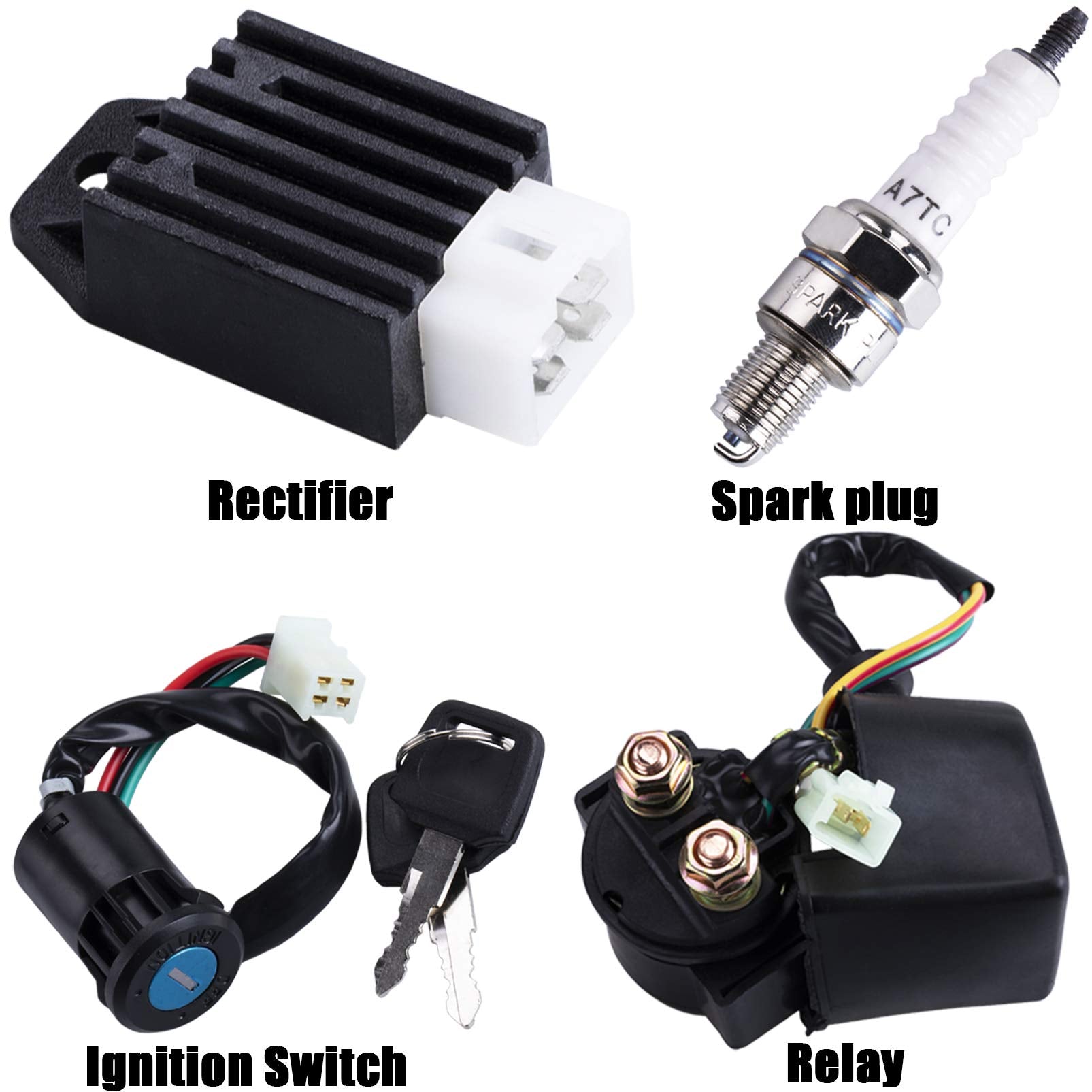 Full Wiring Harness Loom Coil Regulator Cdi Solenoid Relay Spark Plug For 4 Stroke Atv 50Cc 70Cc 90Cc 110Cc 125Cc Dirt Pit Bike