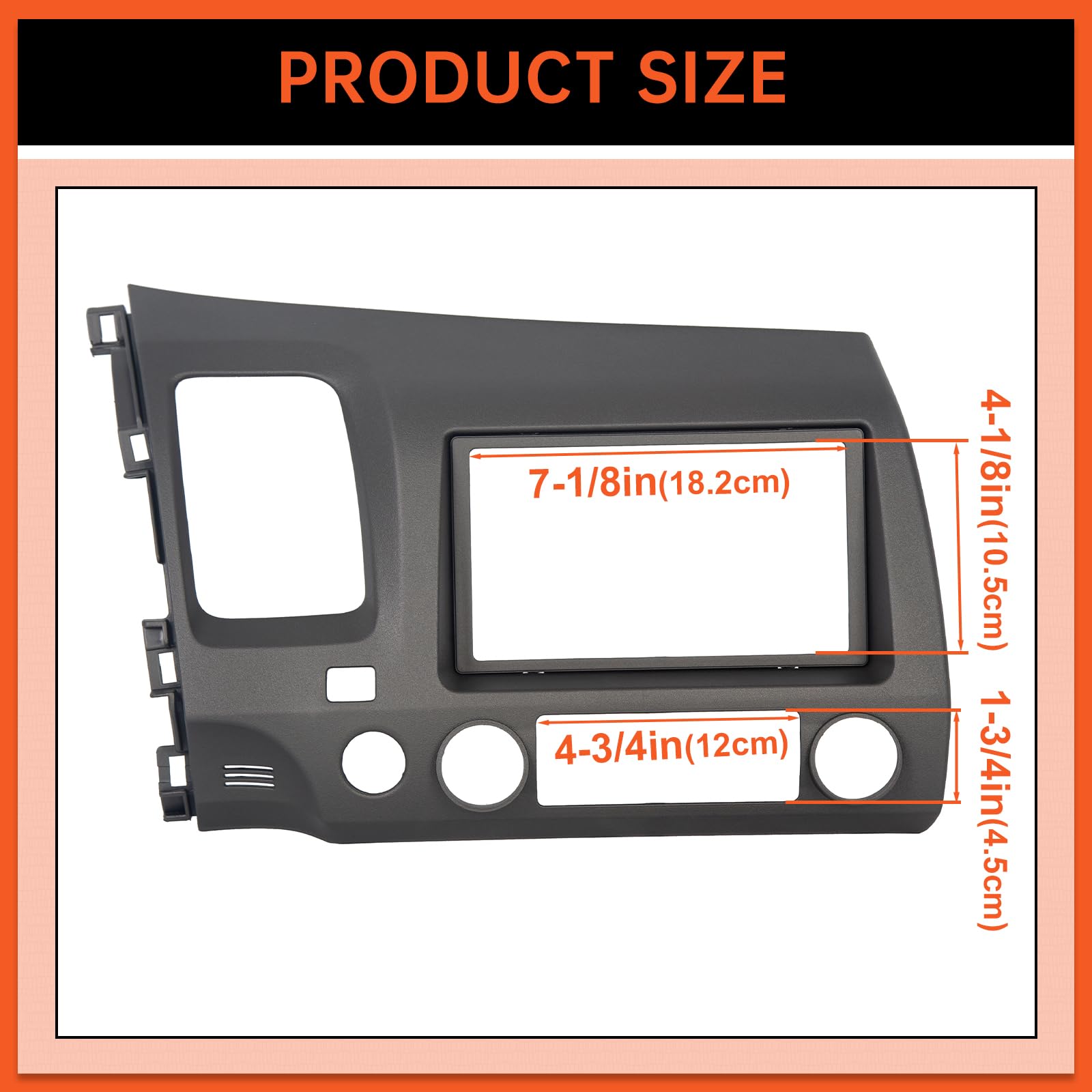 Ecotric Car Radio Dash Board Compatible With 2006-2011 Honda Civic Double 2 Din Dashboard Kit Housing Trim Bezel Panel With Wiri