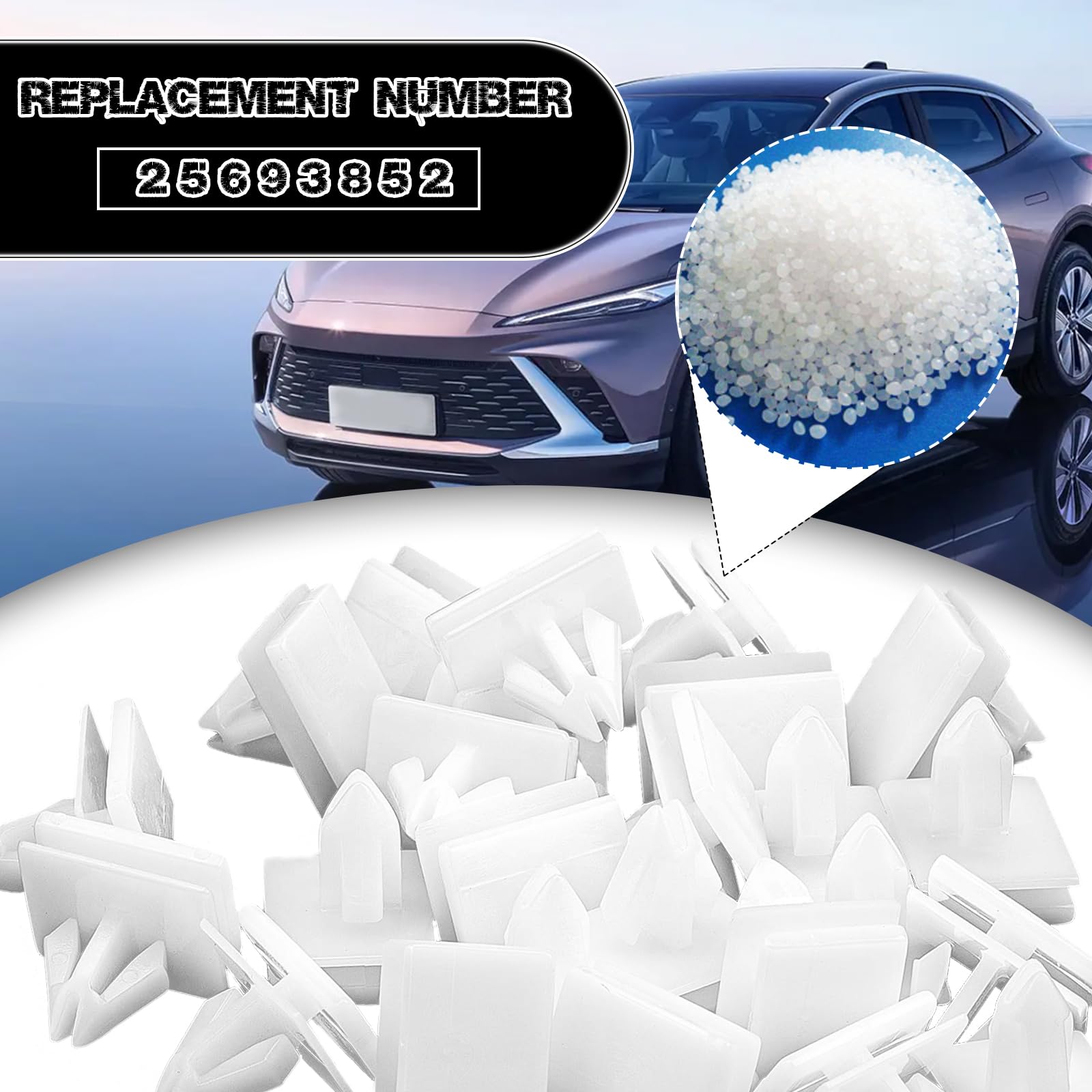 20Pcs Rocker Panel Moulding Rivets Clips, White Nylon Moulding Clips, Side Skirt Sill Fasteners, Universal Car Retainers, Compat