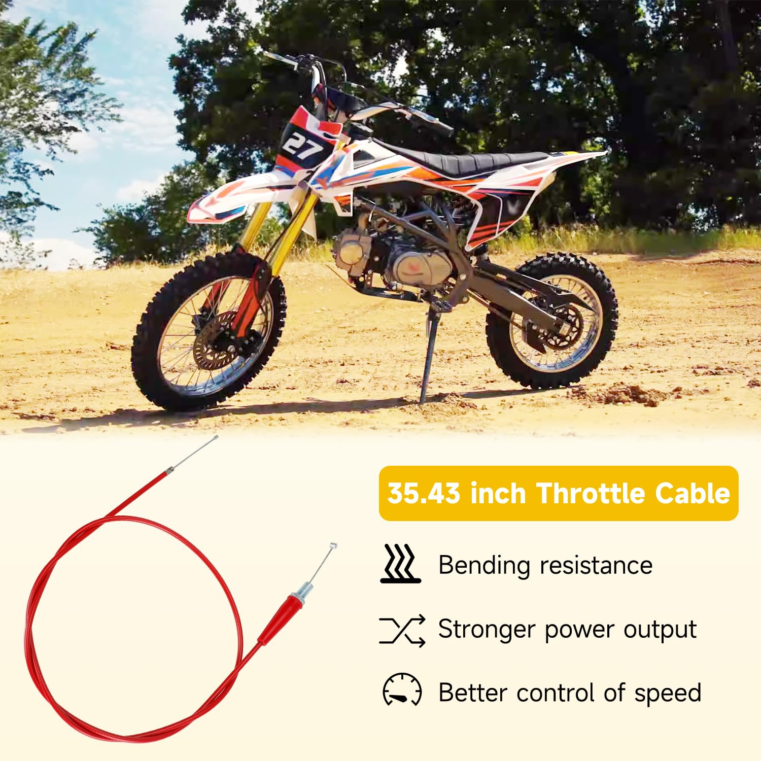 Hiaors 35.43'' Throttle Cable Compatible With Ssr 125 110Cc 90Cc 70Cc Baja Dirt Runner Apollo Rfz Tao Tao Db14 Db17 Coolster Qg-