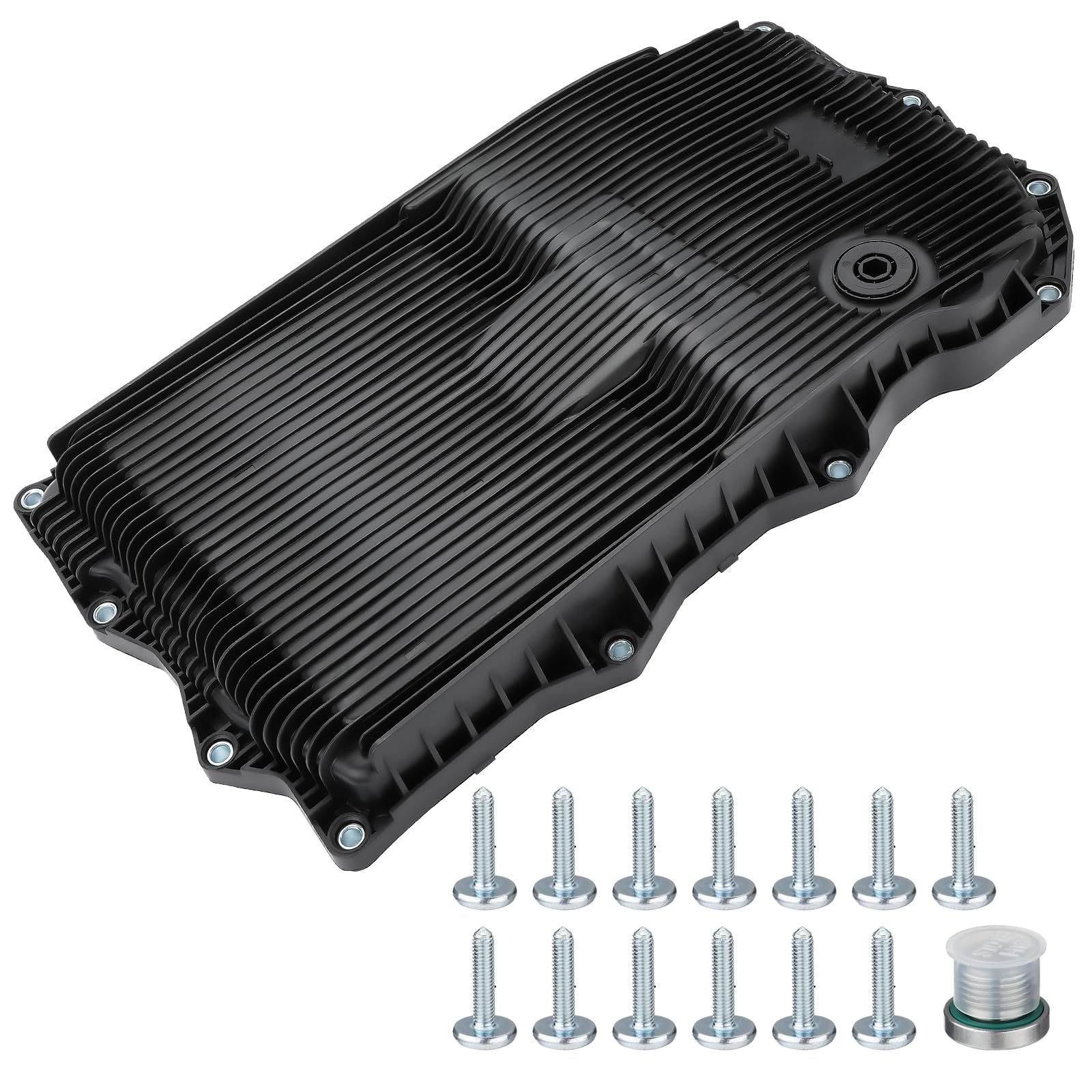 GEARCESS Transmission Oil Pan with Gasket Drain Plug Fit for Ram 1500 2500 3500 & Fit for Jeep Grand Cherokee & Fit for Dodge Ch