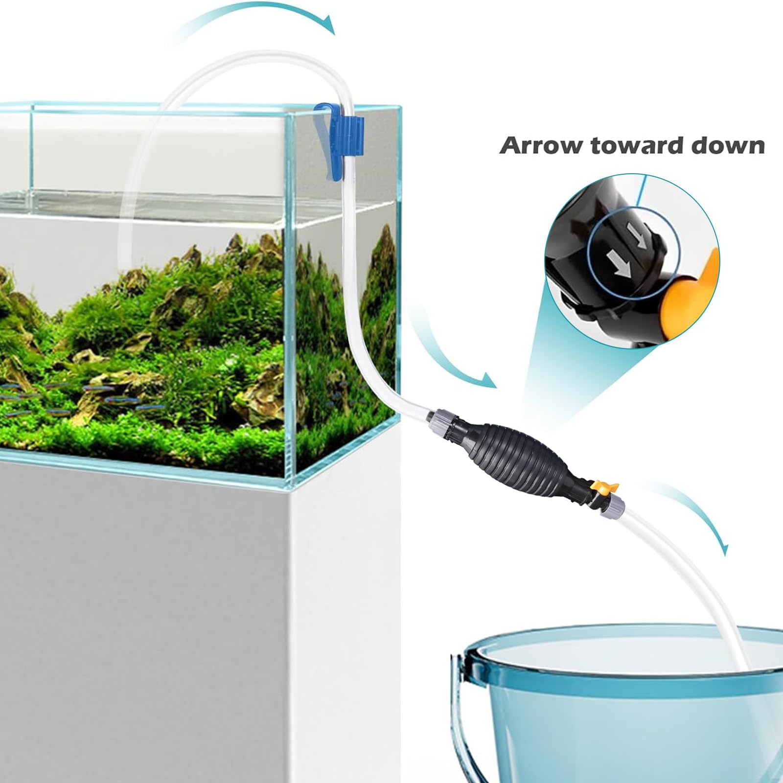 9.8Ft Siphon Pump for Gasoline, Multifunction Liquid Sucker Pump Comes With Flow Valve and Fixing Buckle, for Gas Gasoline Petro