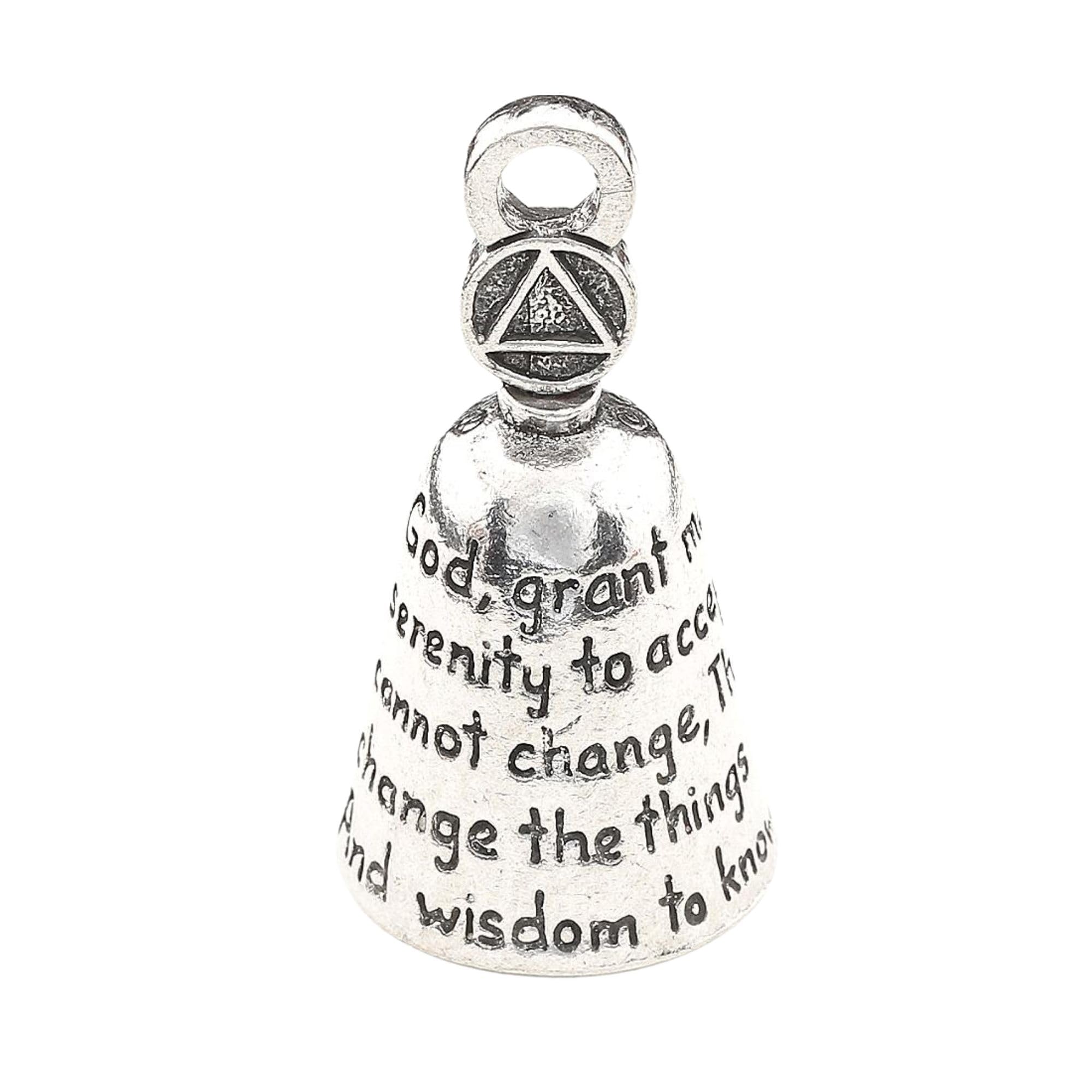 Guardian Bell Serenity Prayer Good Luck Bell W/Keyring & Black Velvet Gift Bag | Motorcycle Bell | Lead-Free Pewter | Made In Us