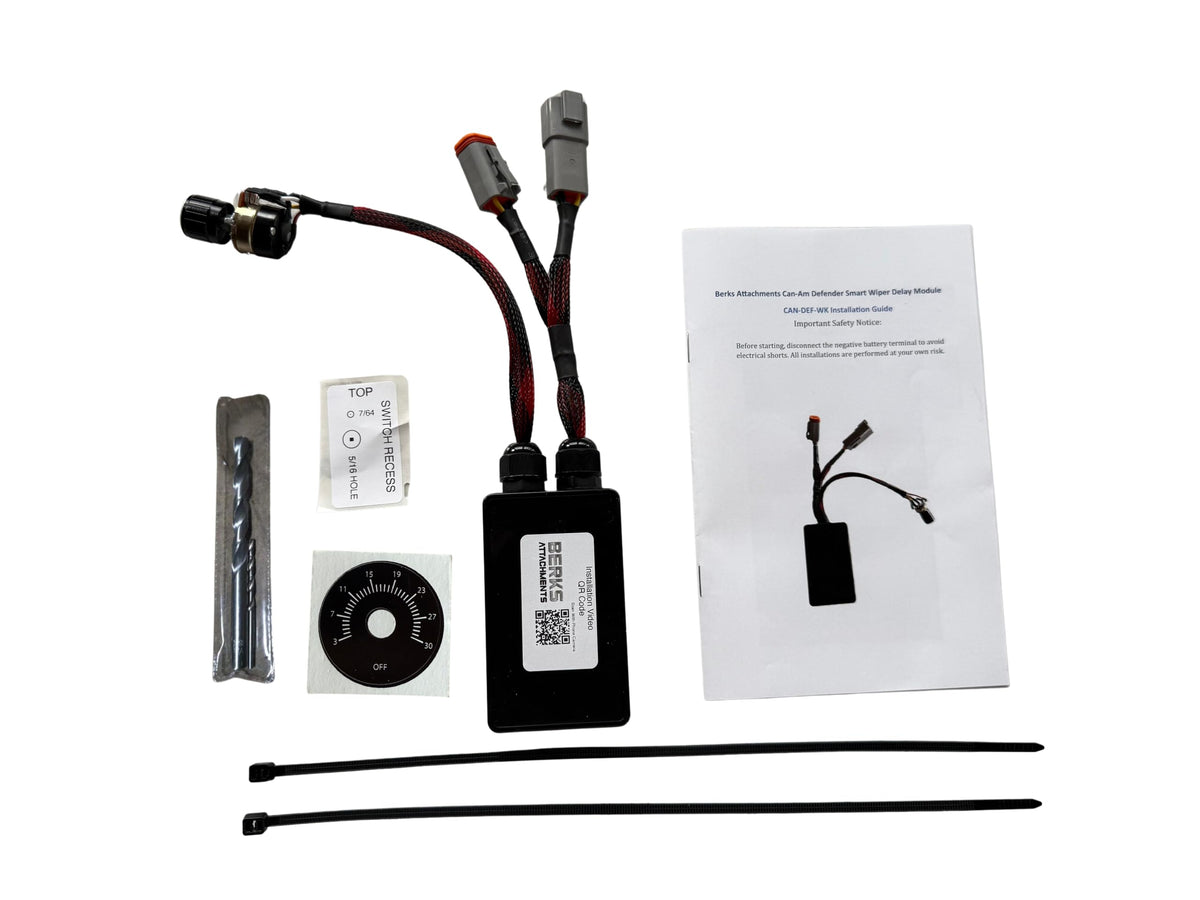 Berks Attachments Plug & Play Intermittent Wiper Delay Kit for Can-Am Defender (2016-Present) | 3-30 Sec Adjustable Delay Knob |