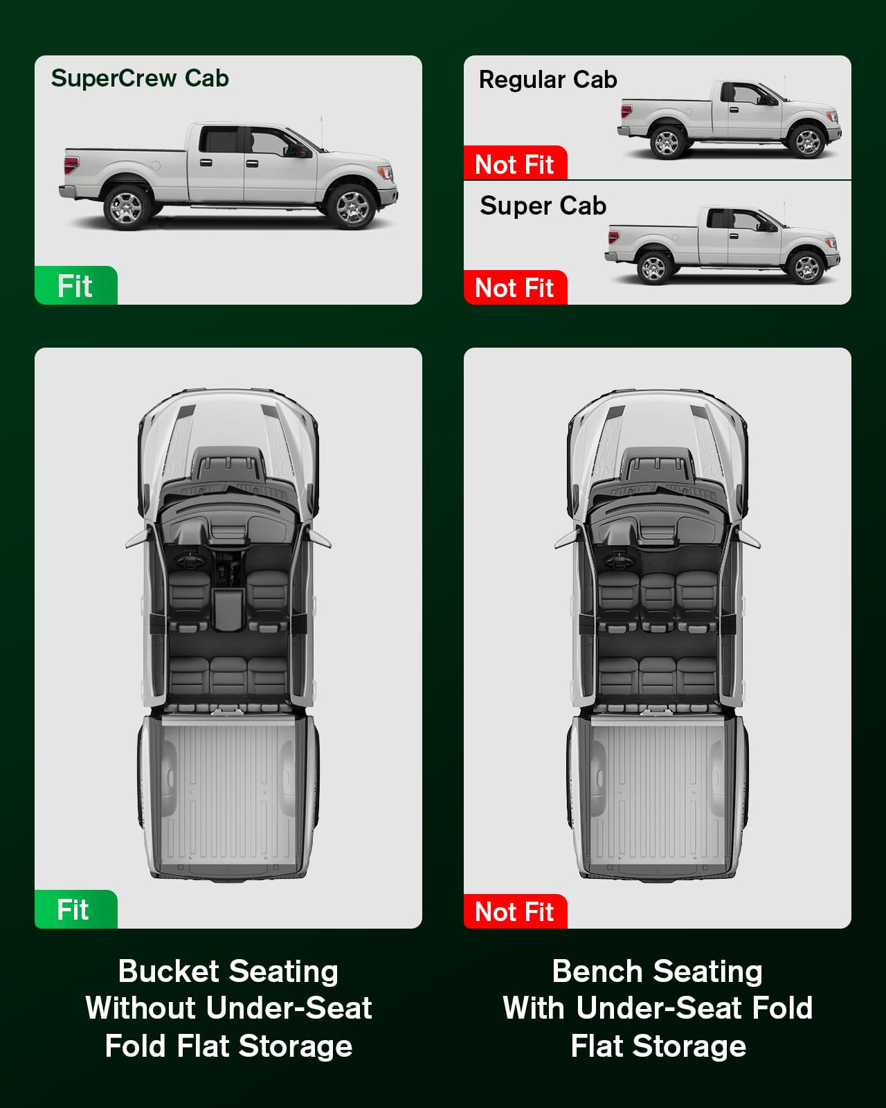 Viwik Floor Mats Compatible For Ford F150 2015-2024 Supercrew/Crew Cab For Ford F150 Car Mats All Weather Protection Custom Full