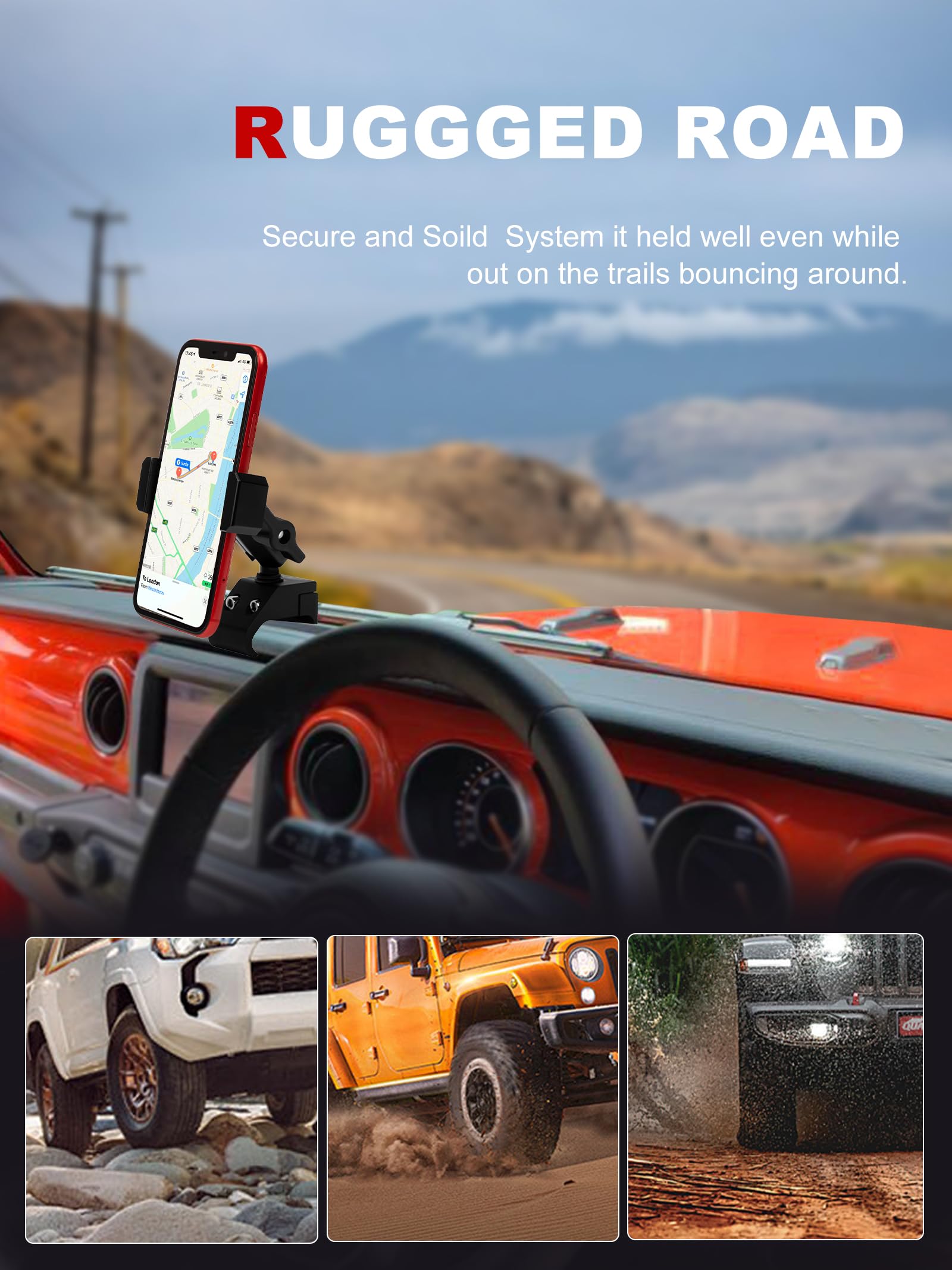 Nilkatss Upgraded Aluminum Alloy Phone Mount for Jeep Wrangler 2018-2023 JL JLU 4xe & 2020-23 Gladiator JT, Wrangler Phone Holde