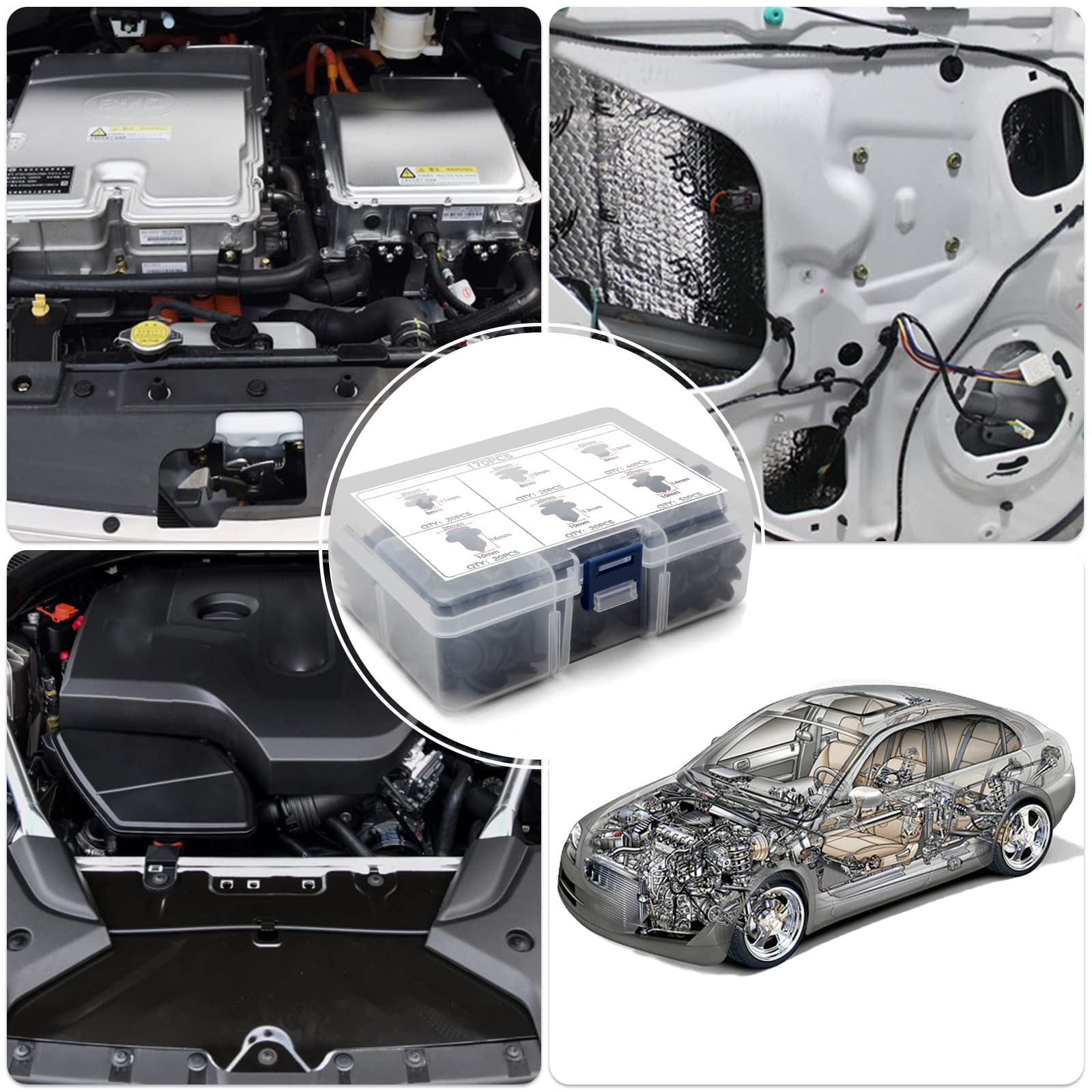 Car Retainer Clips 170Pcs 6 Size Fender Bumper Fasteners For 91505-Tm8-003/90682-Sea-003/91512-Sx0-003/91505-S9A-003/91506-S9A-0