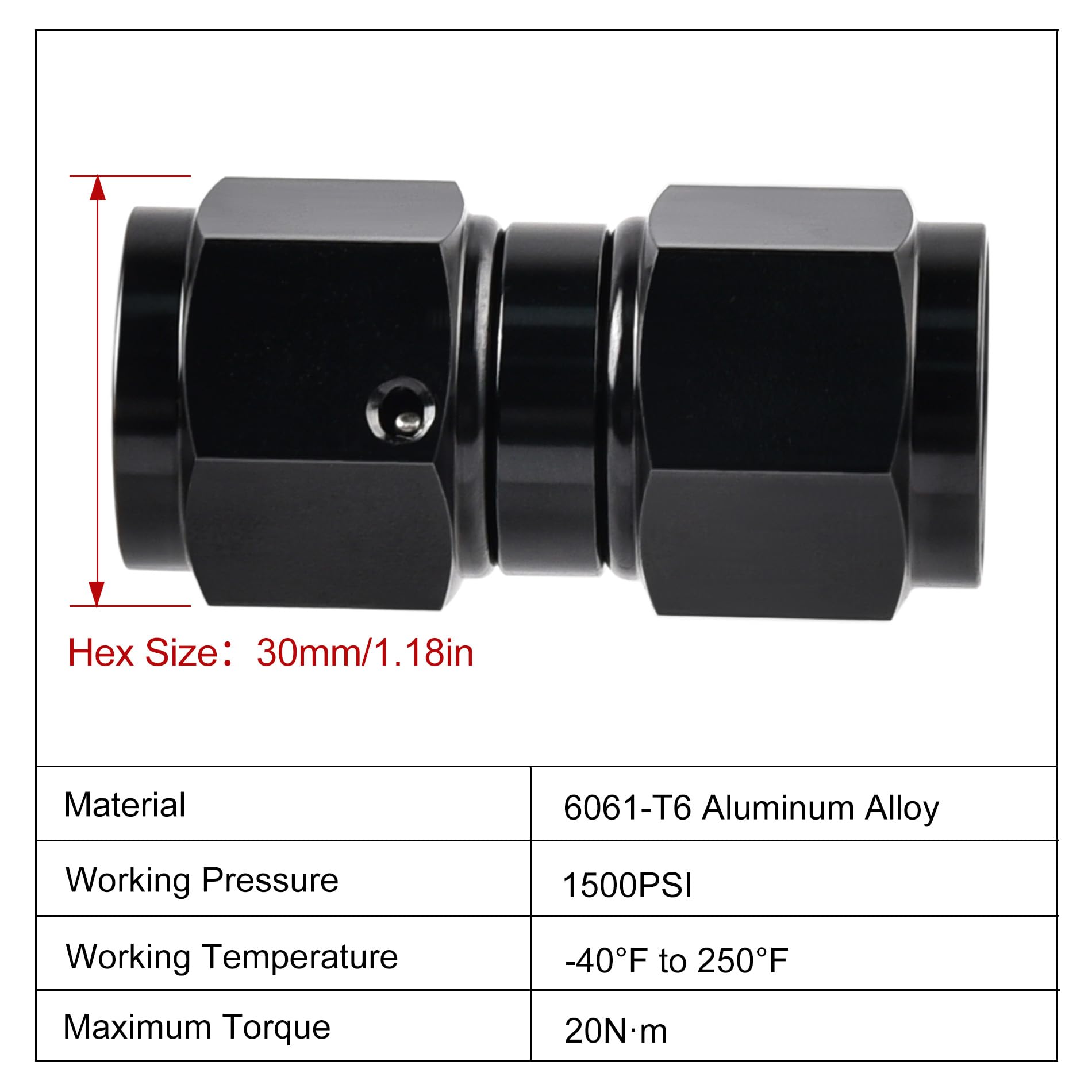 Evil Energy 12An Female To 12An Female Straight Swivel Coupler Union Fitting Adapter Aluminum Black