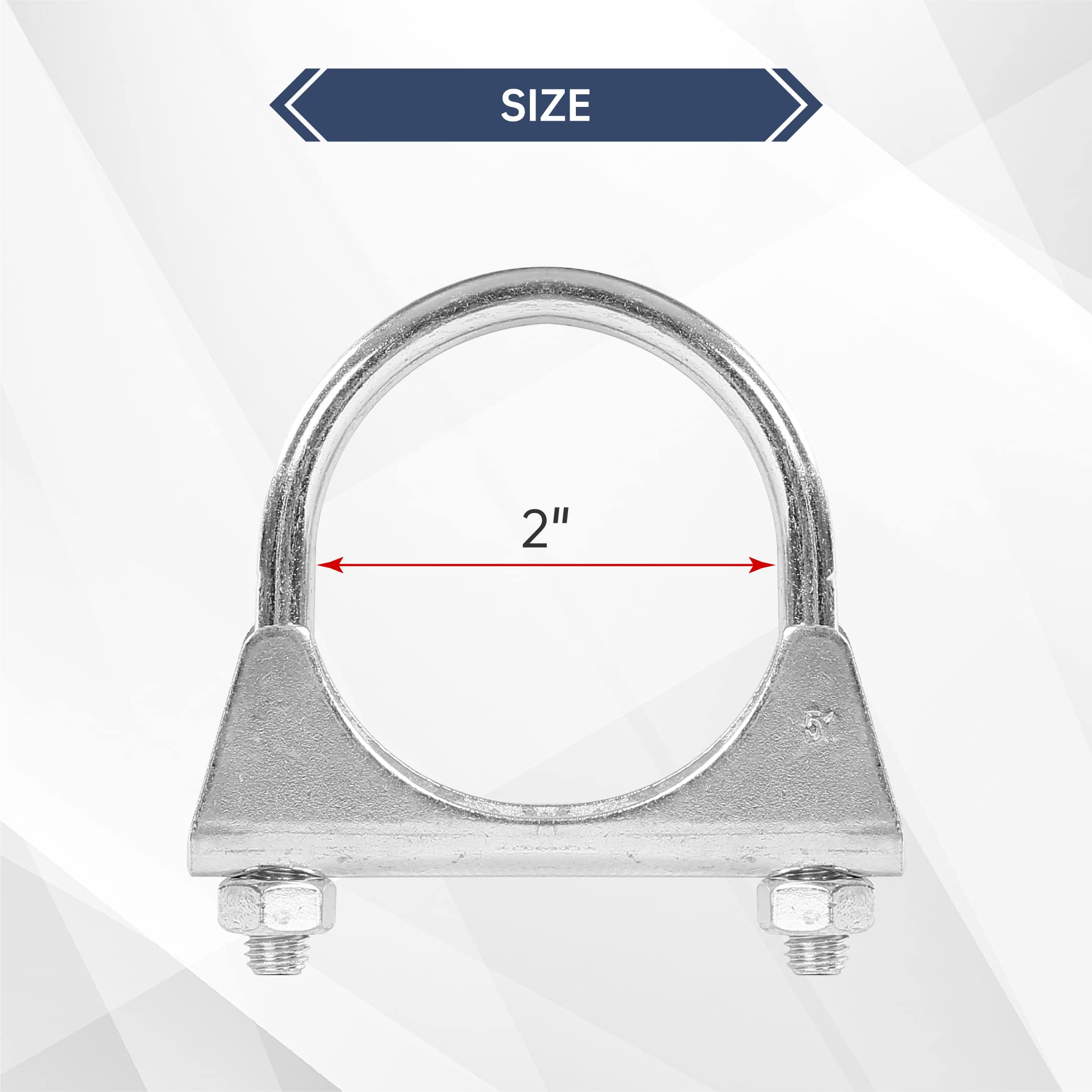 Batoneco 2' U Bolt Clamp, Muffler Exhaust Clamps,2 Inch Saddle Style Heavy Duty Mild Steel(2-Pack)