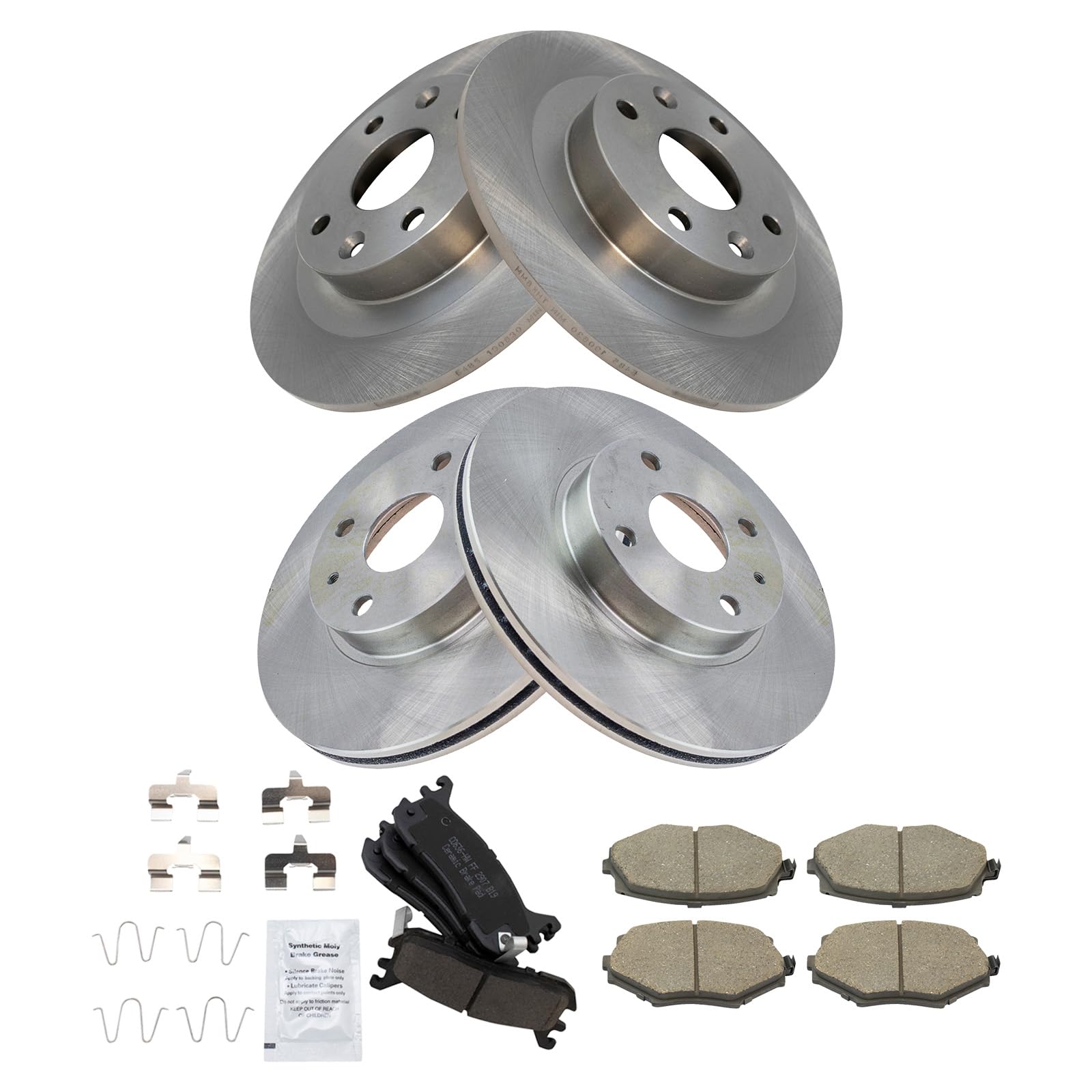 Trq Front And Rear Brake Pad & Rotor Kit Brake Pads Brake Rotor Ceramic Compatible With 1994-2005 Mazda Miata