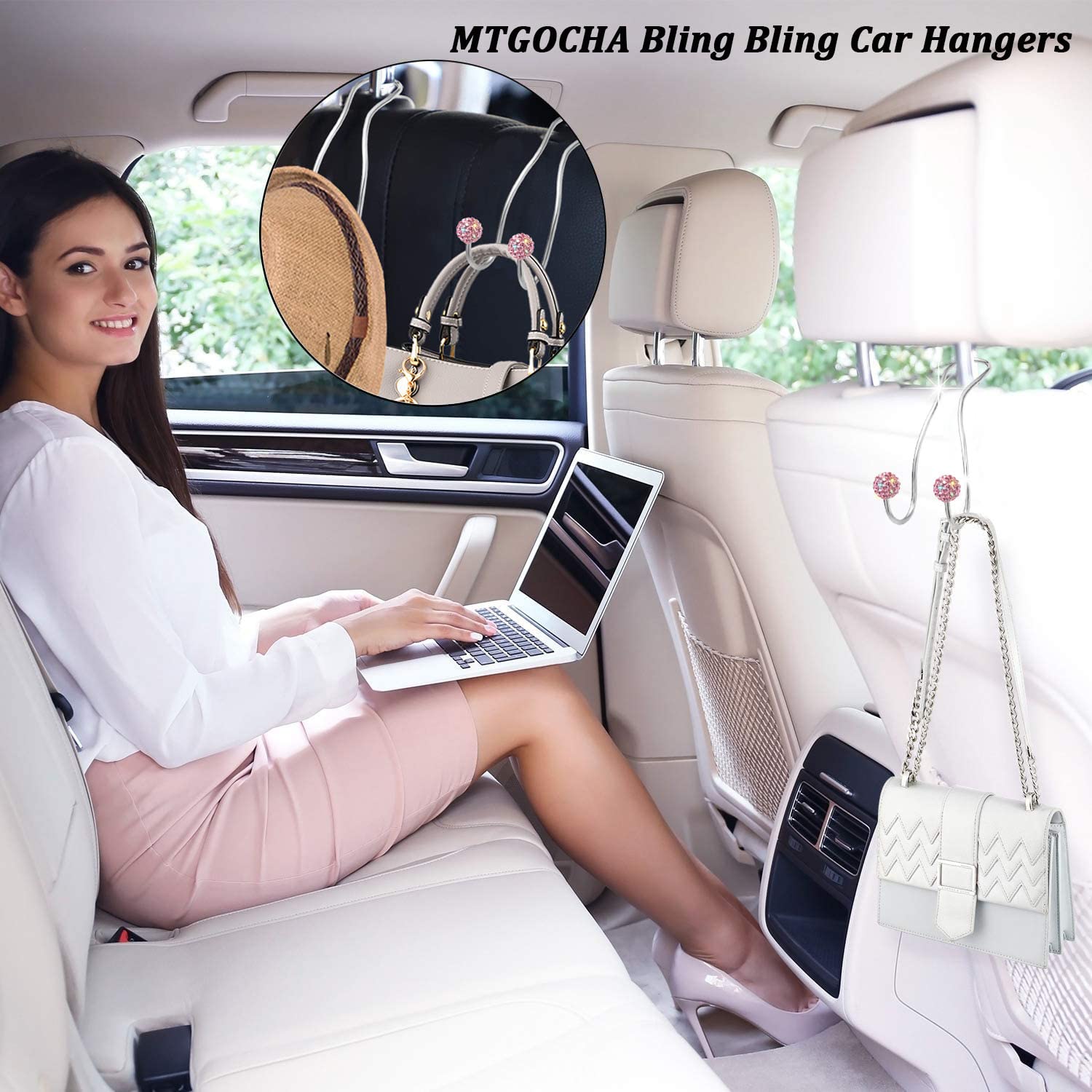 Mtgocha Bling Purse Hook For Car Headrest Hooks Upgraded Cute Car Purse Hooks Car Seat Hooks For Headrest Metal Car Bag Hooks Ca