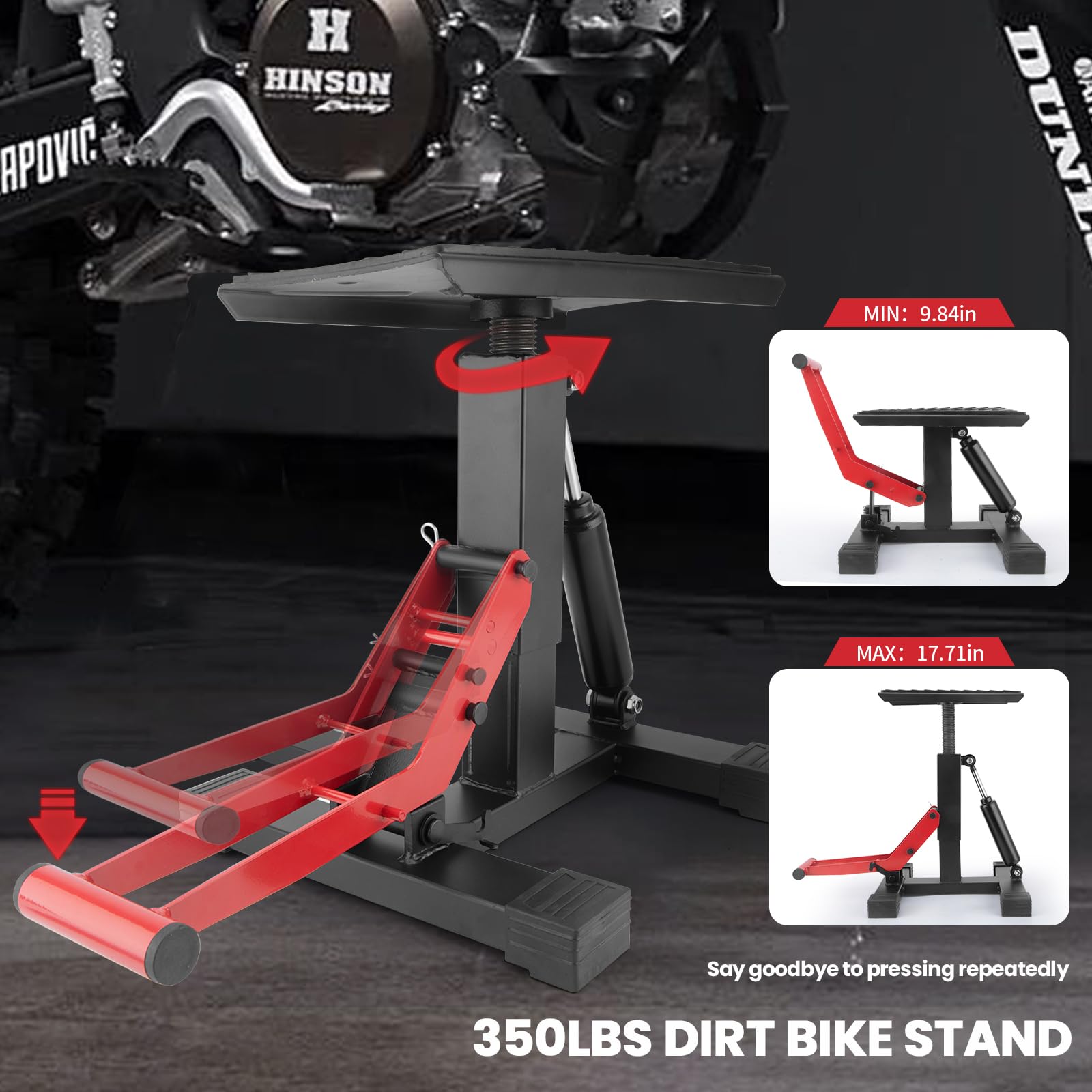 Rsyeku Motorcycle Dirt Bike Stand Jack Lift Hoist Table Height Adjustable Lifting Stand