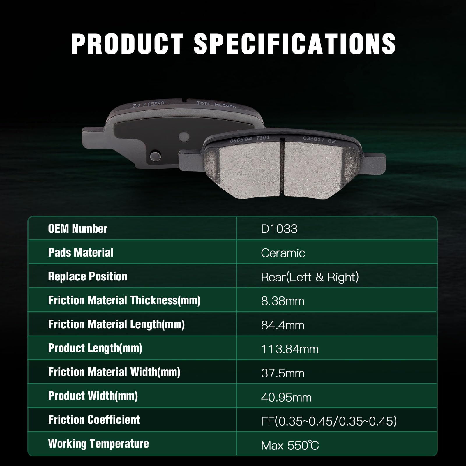 Automuto 4Pcs Rear Ceramic Disc Brake Pads Set D1033 For Chevrolet Cobalt Hhr Malibu For Pontiac G5 G6 Pursuit For Saturn Aura I