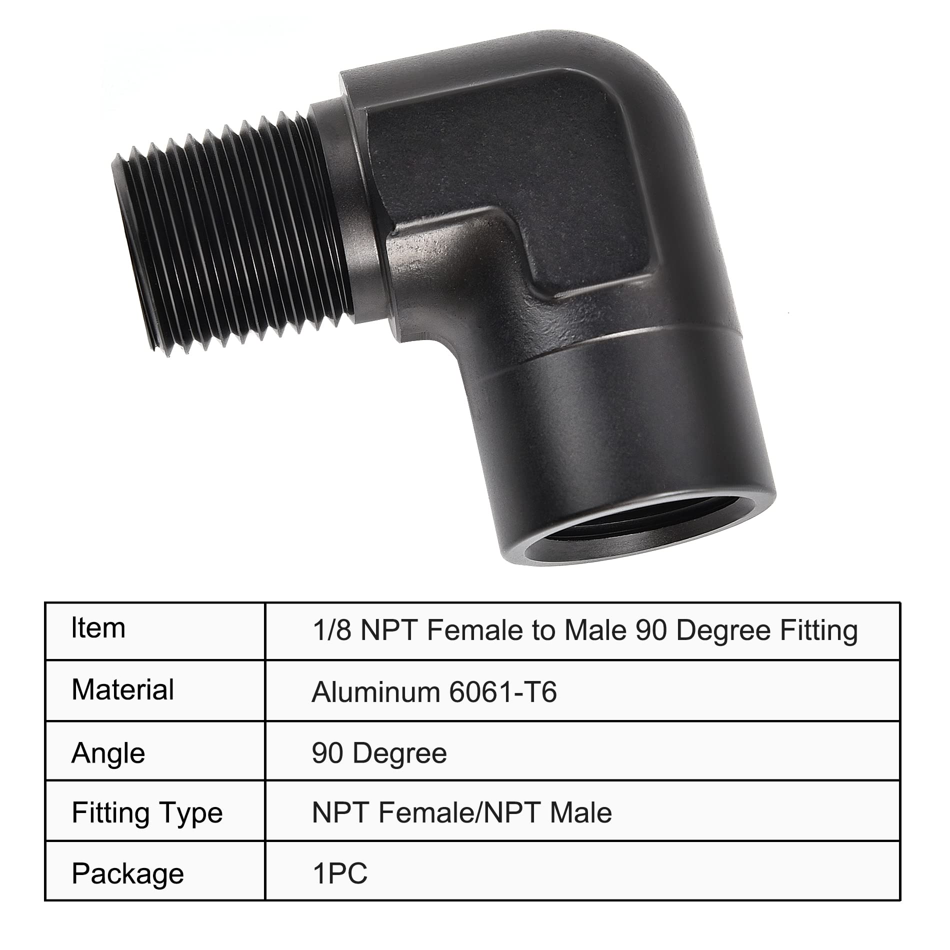 Evil Energy 1/8' Npt Female To Male Fitting Adapter 90 Degree Elbow Aluminum Black