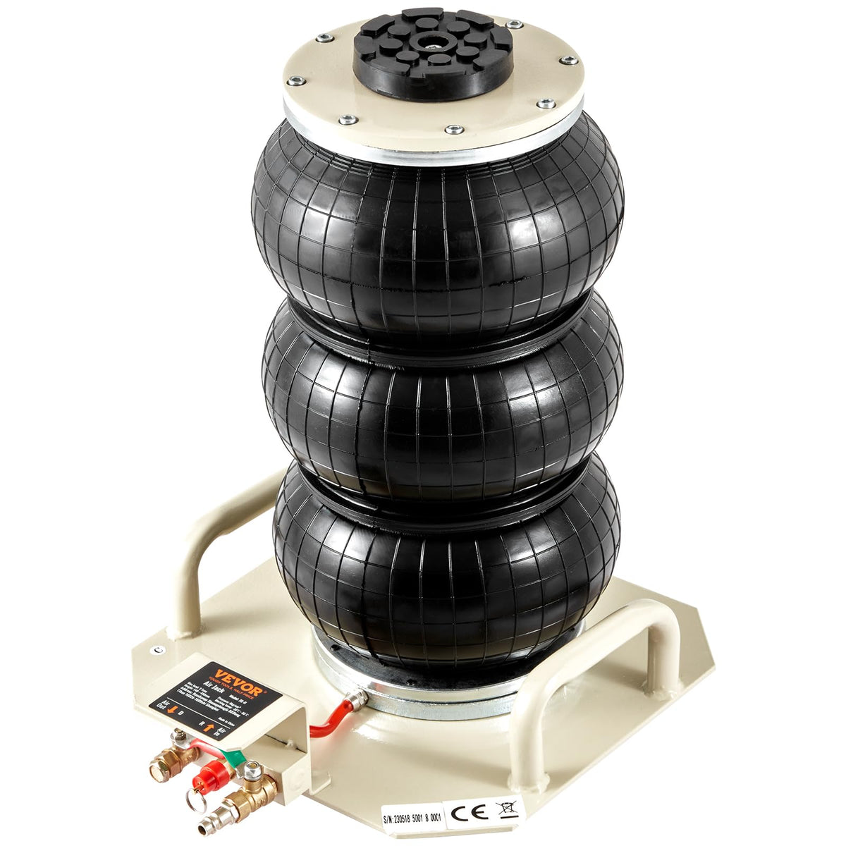 Vevor Air Jack, 3 Ton/6600 Lbs Triple Bag Air Jack, Airbag Jack With Six Steel Pipes, Lift Up To 17.7 Inch/450 Mm, 3-5 S Fast Li