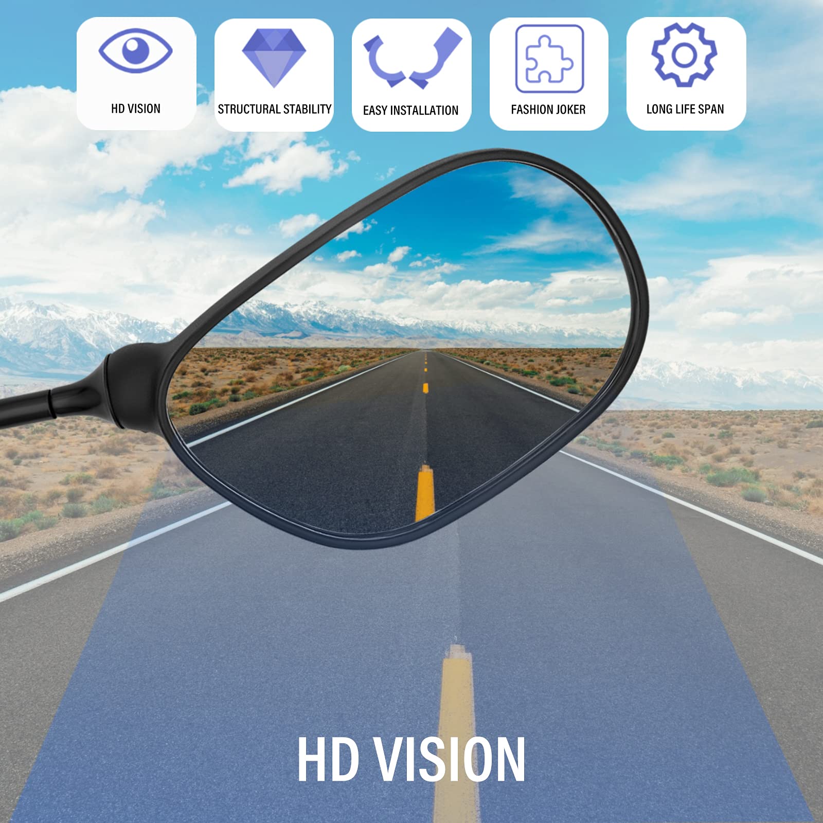 Atv Rear View Mirror, 360 Degrees Ball-Type Atv Side Rearview Mirror With 7/8" Handlebar Mount For Motocycle Scooter Moped Sportsman Dirt Bike Cruiser 4 Wheeler Mirrors 