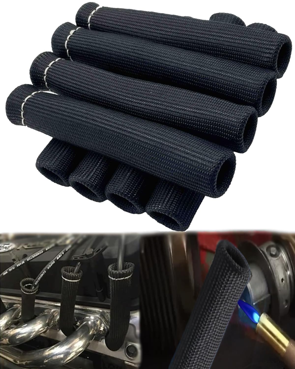 Spark Plug Wire Insulators Boot - 8 Pcs 2500 Spark Plug Wire Boots Protector, 6 Inches Spark Plug Heat Sleeve Protection Cover R