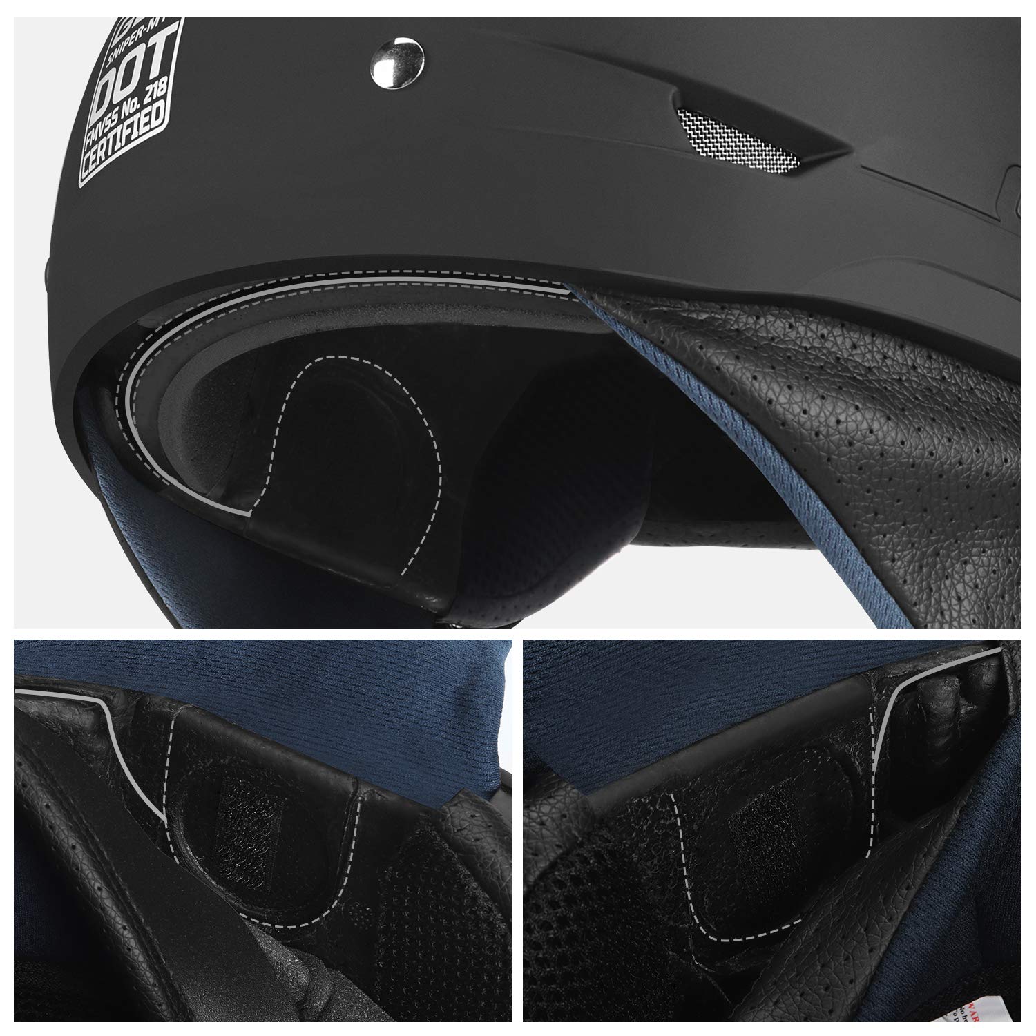GLX M14 Open Face Motorcycle Helmet - Matte Black, XX-Large - DOT Approved