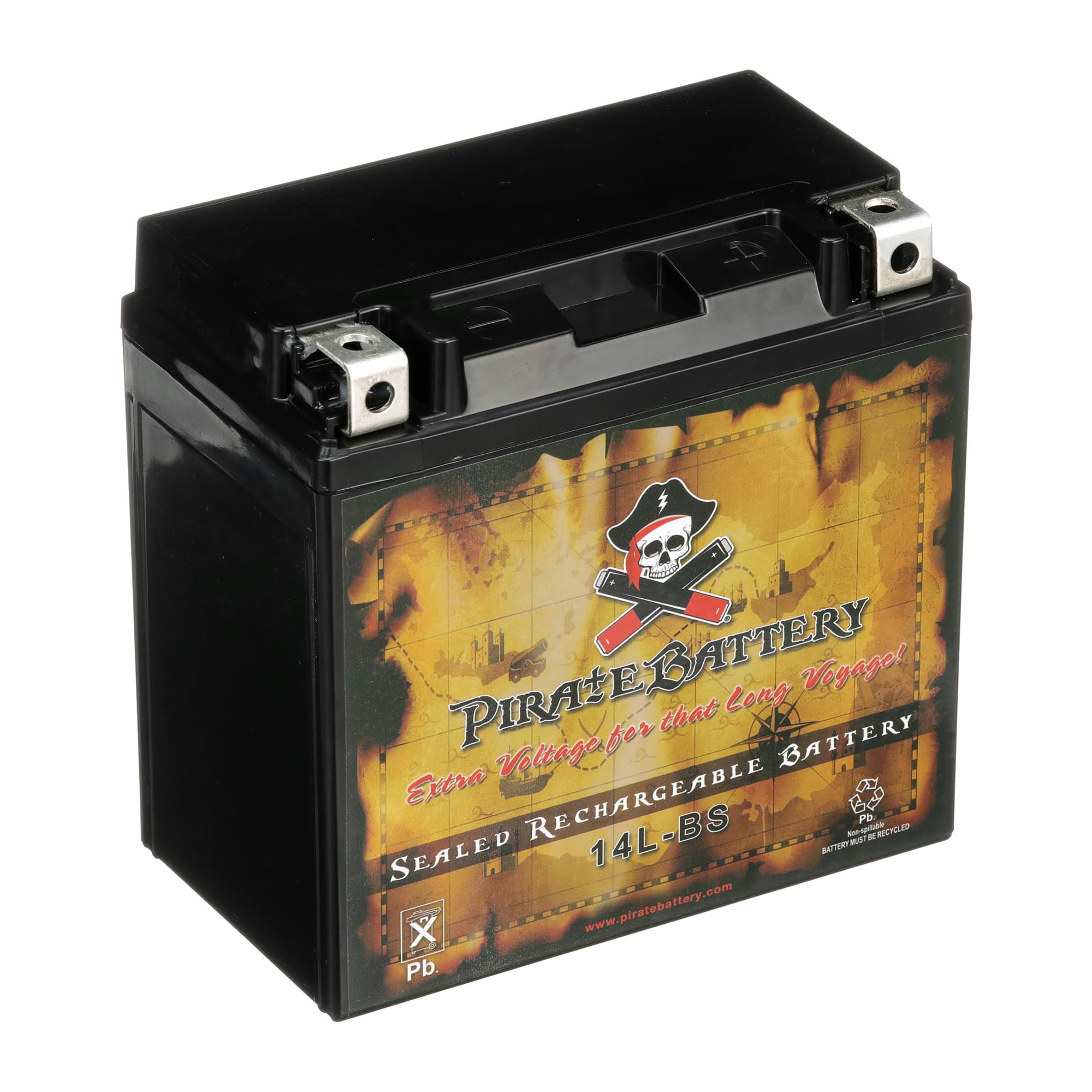 Pirate Battery 14L-Bs Maintenance-Free 12V 16Ah Battery Replacement For Atv, Motorcycle, Jet Skis, Scooter, Utv, And More - Nut