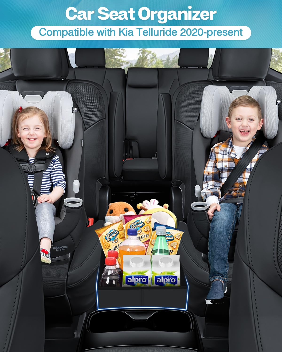 Mixsuper Liner Car Seat Organizer for Kia Telluride 2025 2024 2023 2022 2021 2020, Console Organizer Backseat Box for Kia Tellur