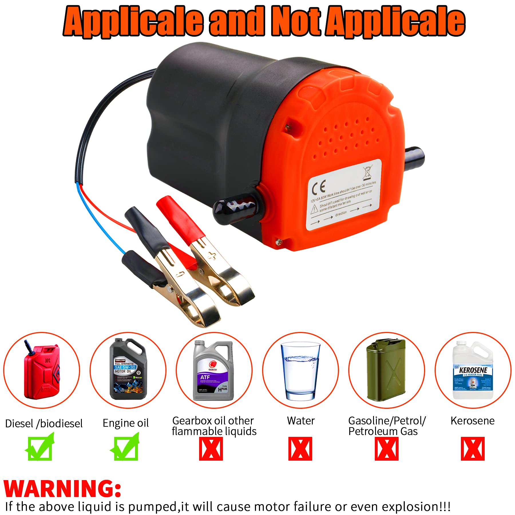 Plumia Oil Change Pump Extractor 12V 80W, Upgraded Diesel Fluid Scavenge Suction Oil Transfer Pump With Tube, Marine Oil Change Pump And Electric Oil Pump, For Boat Car Motorcycle Atv