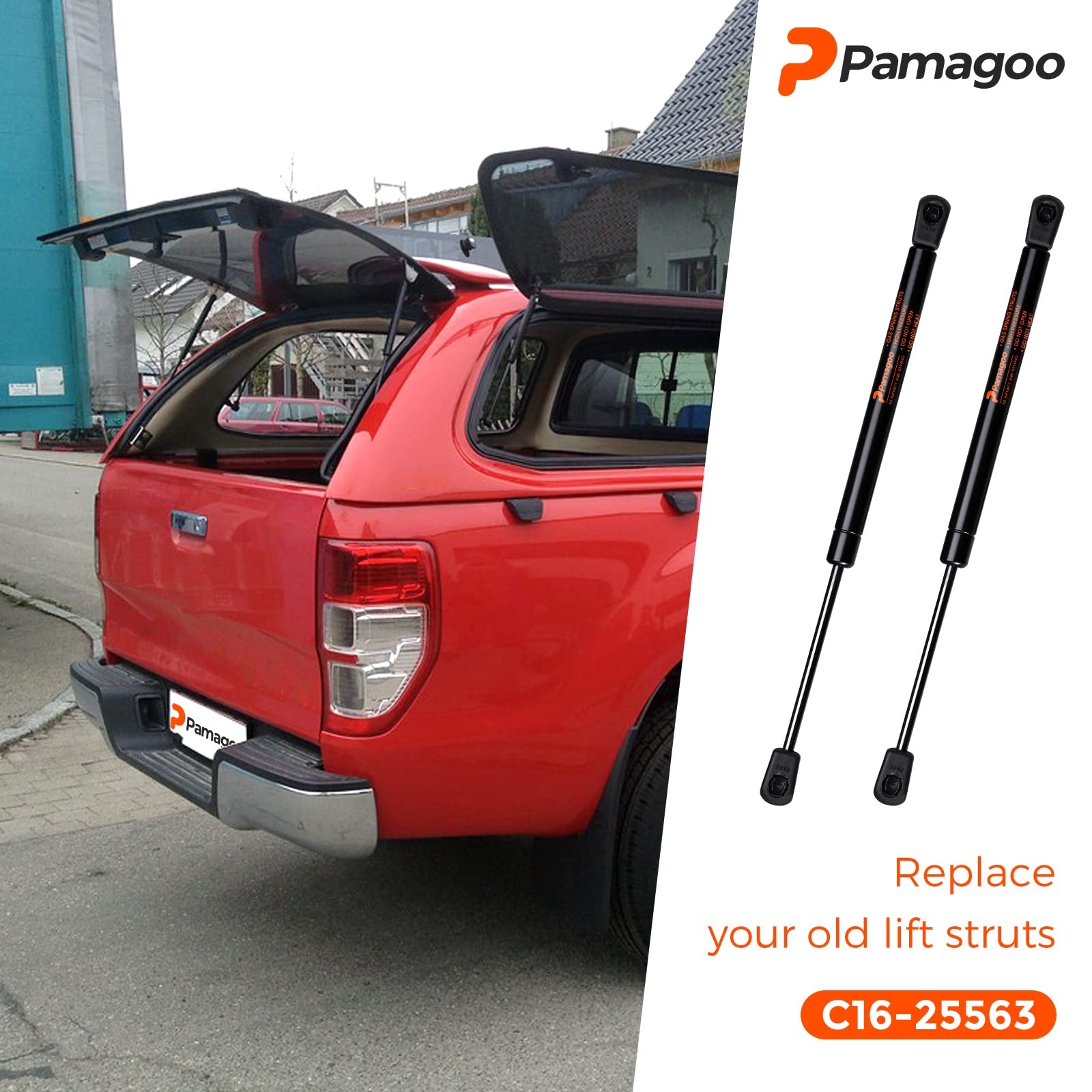 C16-25563 12 Inch 65 Lbs Gas Strut Shocks Lift For Leer Camper Shell Pickup Truck Topper Window Replacement Parts Weatherguard Tool Box Lid Door Support, 12 Gas Spring By Pamagoo 2 Pack
