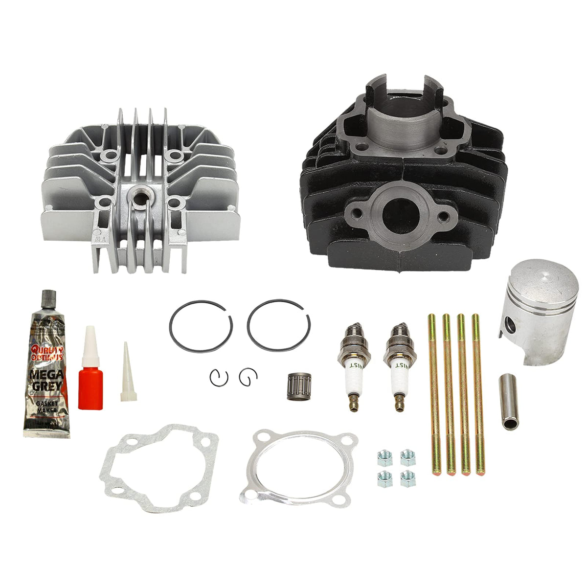 BLACKHORSE-RACING Cylinder Gasket Piston Ring Kit Set Top End Bike Compatible with Yamaha PW 80 PW80 1983-2006 Replaces OEM# 21W