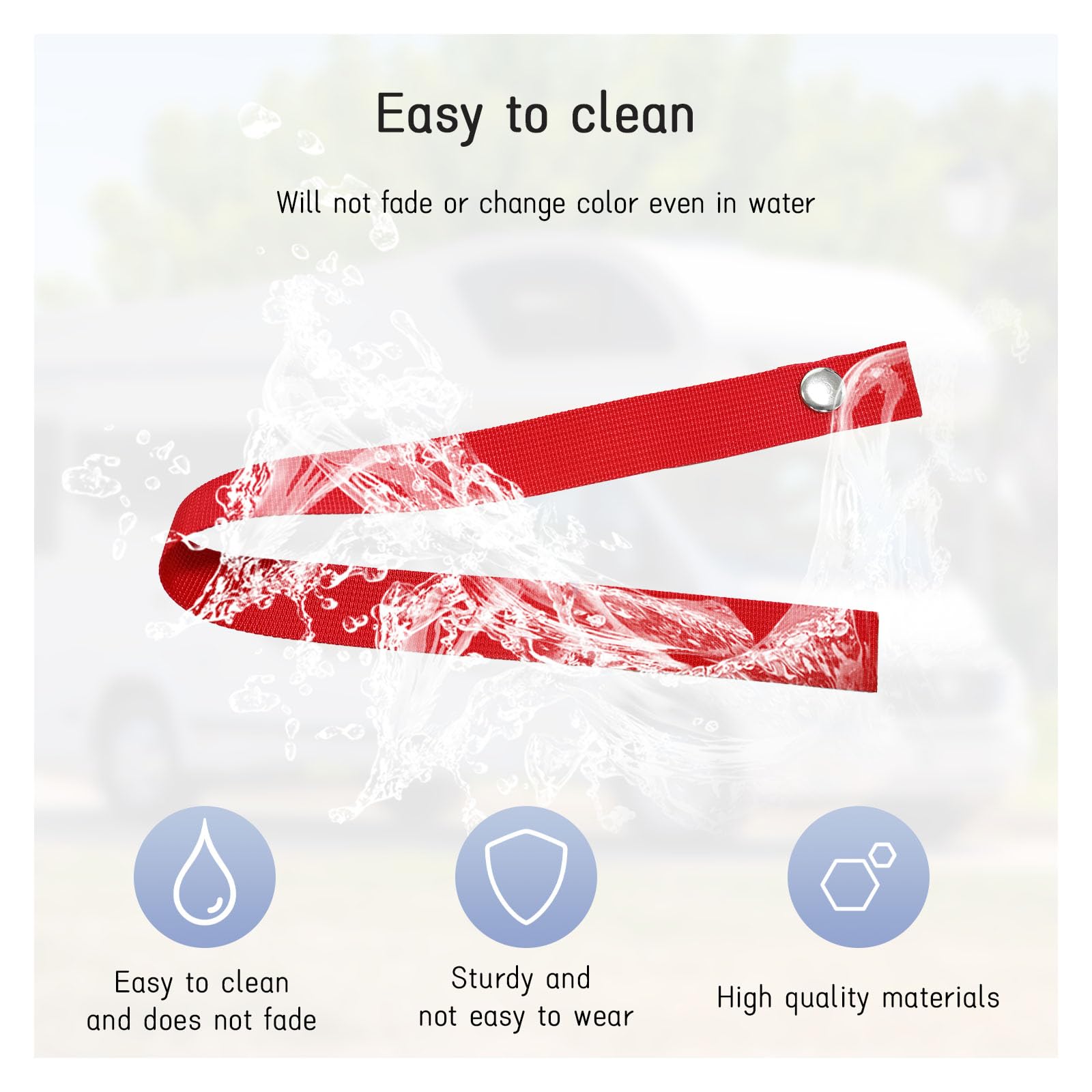 Dickno 2 PCS RV Security Straps, 18 Inch Sliding Door Long Strap with 4 PCS Button Snap, Universal Locking Tieback Strap Accesso