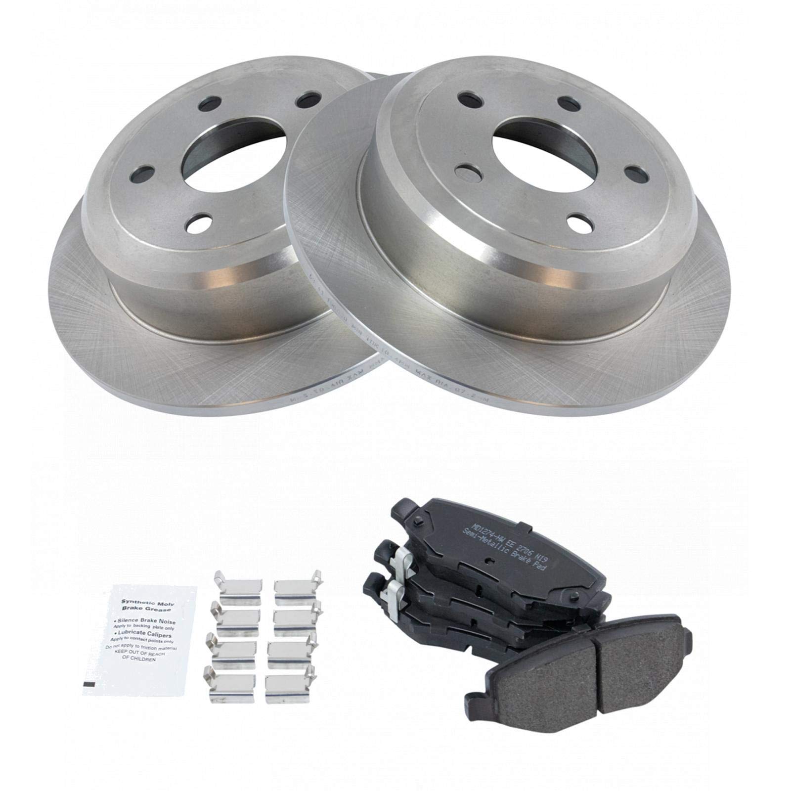 Trq Rear Brake Pad & Rotor Kit Brake Pads Brake Rotor Semi-Metallic Compatible With 2007-2017 Jeep Wrangler 2018 Wrangler Jk