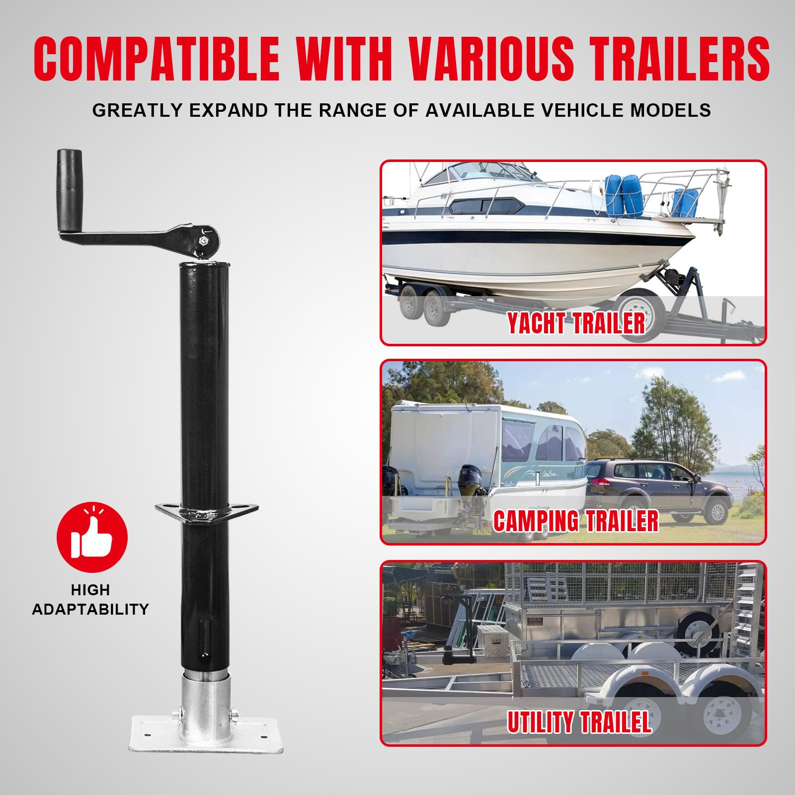 Torin A-Frame Trailer Jack, 2,000 Lbs Capacity, 14 Inches Vertical Travel, Top-Wind Handle Trailer Tongue Jack With Foot Plate,