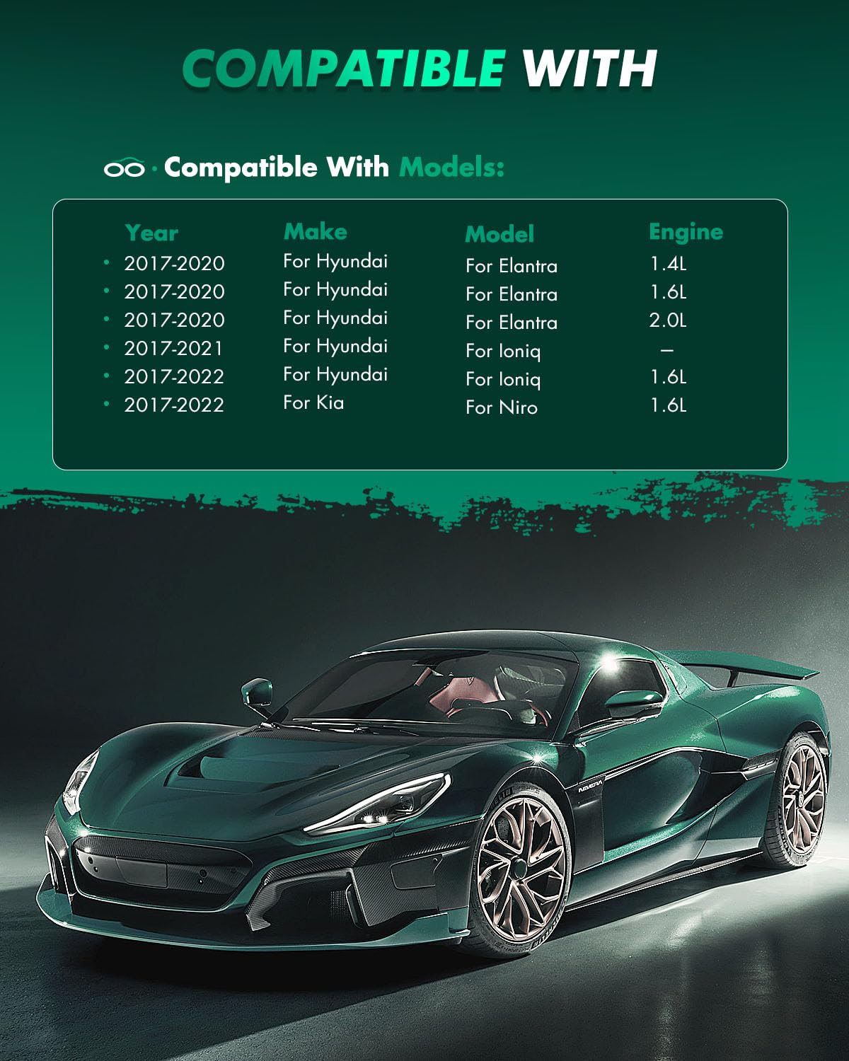 Scitoo D1912 Ceramic Brake Pads Sets Front W/Hardware Replacement For Hyundai For Elantra 2017-2020,For Hyundai For Ioniq 2017-2