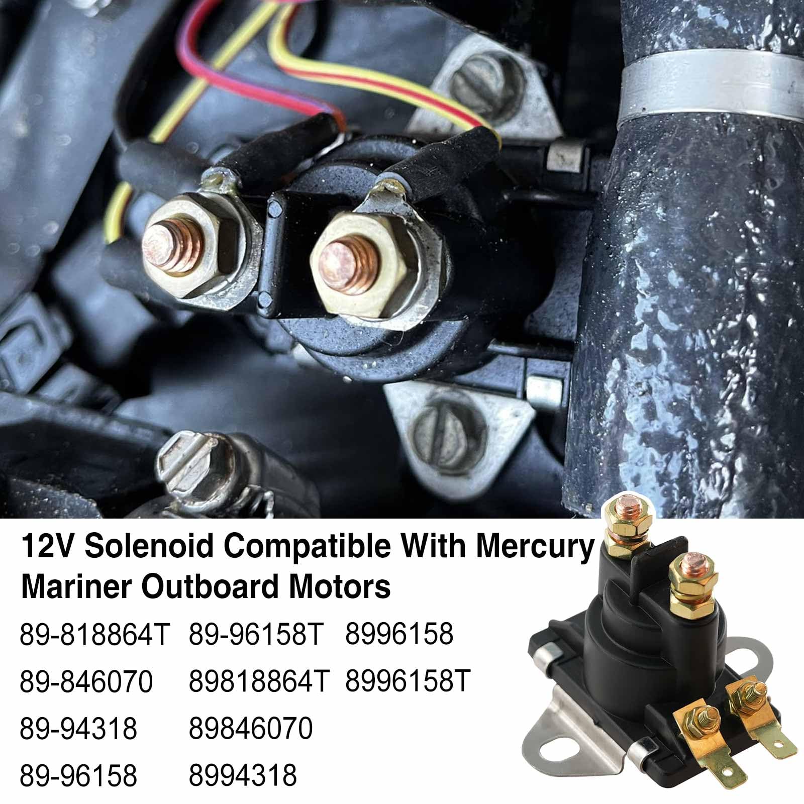 12V Starter Power Trim Solenoid Tilt Trim Solenoid Compatible With Me-Rcury Mariner Mercruiser Outboard Motor 35 Hp-275 Hp 89-96158T 89-846070 89-94318 89-818864T
