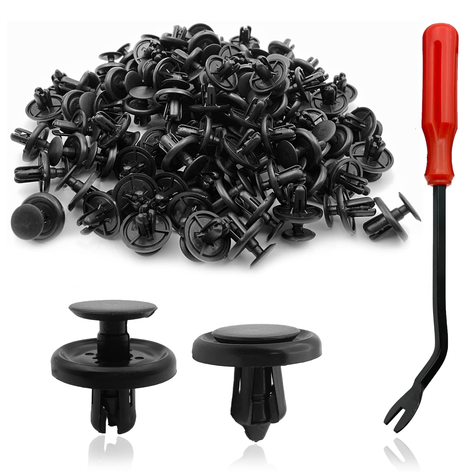 100Pcs Nylon Engine Under Cover Push-Type Retainer Clips Engine Splash Shield Fender Liner Trunk Lid Trim with Bonus Fastener Re