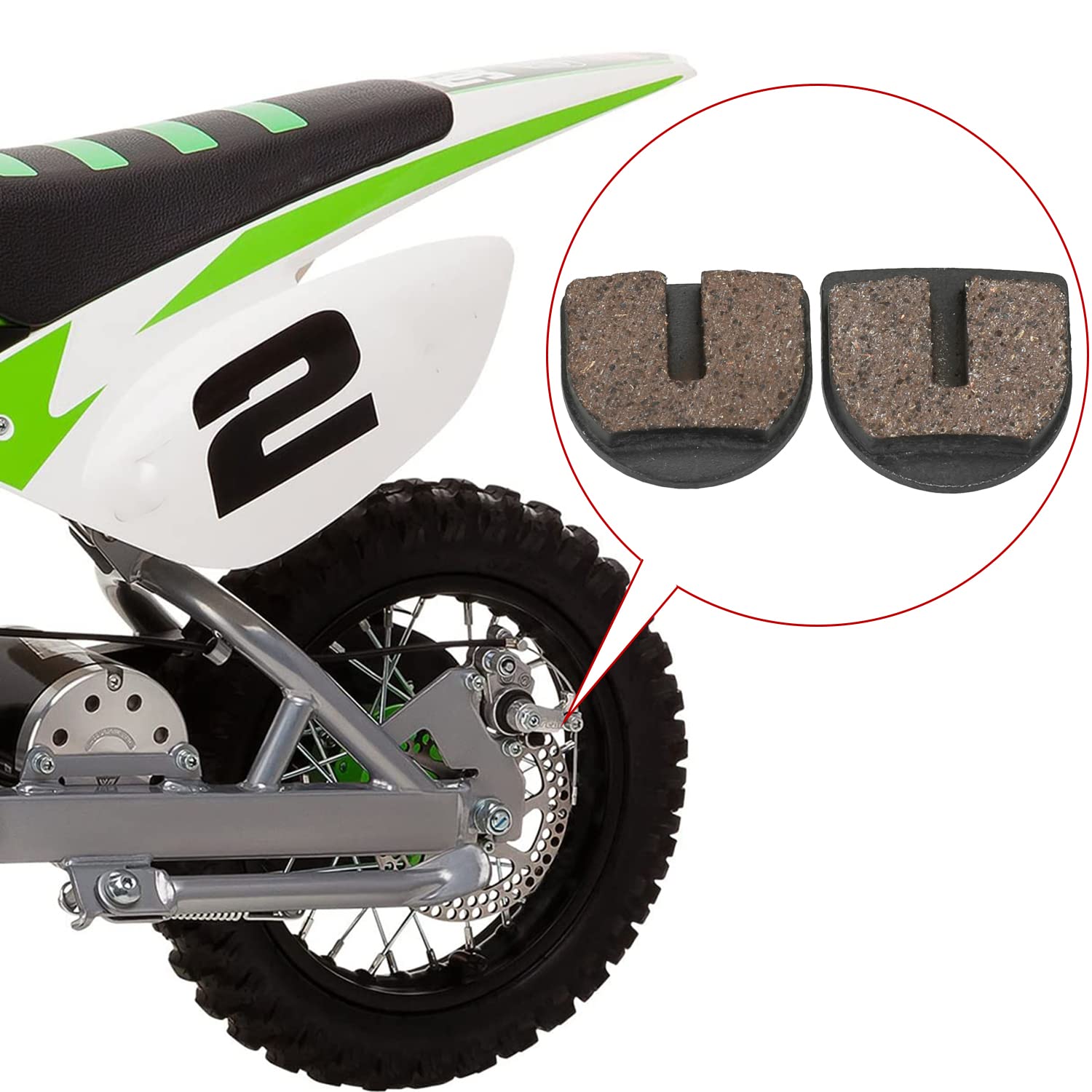 GREHUA Rounded Brake Pads for Razor MX500 MX650 SX500 McGrath RSF650 Motovox Dirt Rocket Quad Electric Motocross Bike E500S Elec