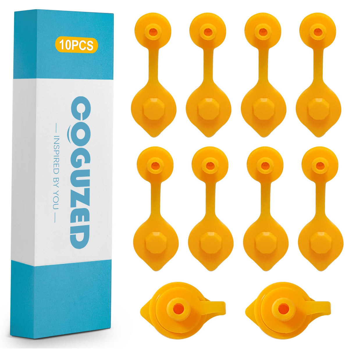 CoguZed 10 Pcs Universal Yellow Gas Can Vent Caps for Plastic Gas Cans, Gas Can Vent Caps, Gas Tank Vent, Fuel Can Vent Cap, Gas