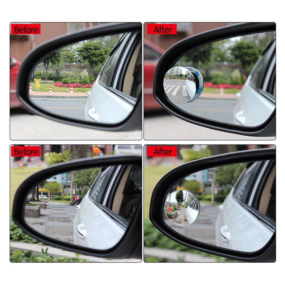 Liberrway Frameless Wide Angle Mirror - Adjustable Round Hd Glass Convex Rear View Mirror - 360 Rotate For Car, Suv & Trucks - S