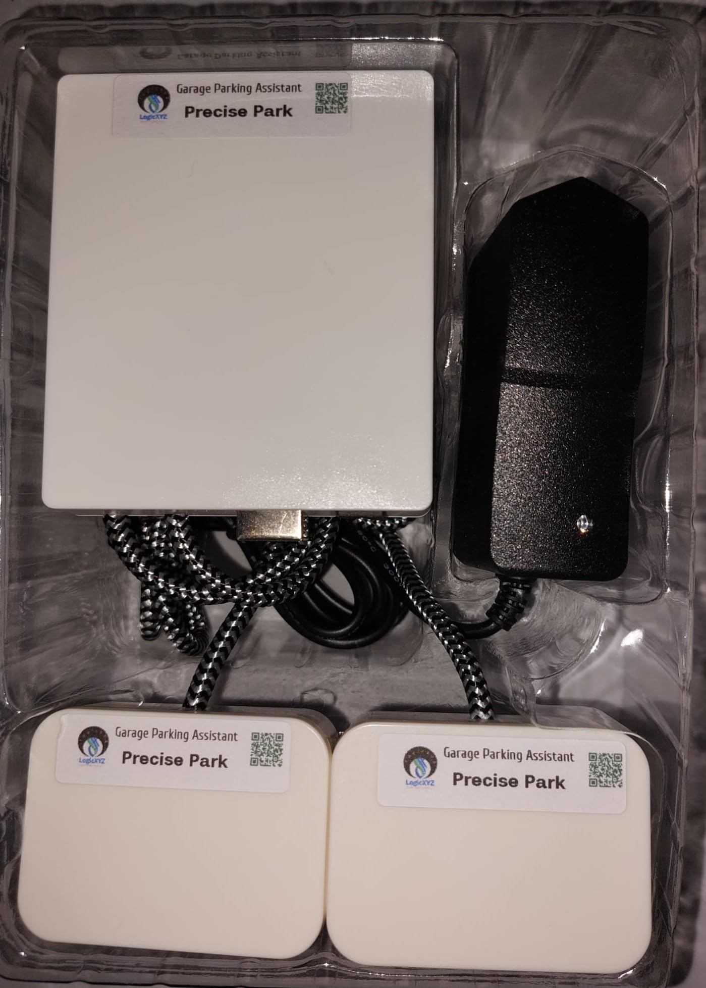 LogicXYZ Garage Parking Assistant - Digital Parking Stopper, ABS Plastic, White, Model 5824092683, No Laser Parking Aid