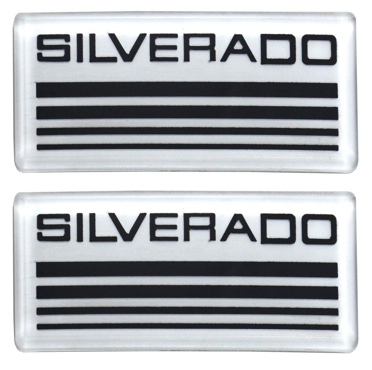 2X Silverado Emblem Badge 3D Sticker Replacement For Chevy Suburban Silverado (Black/White)