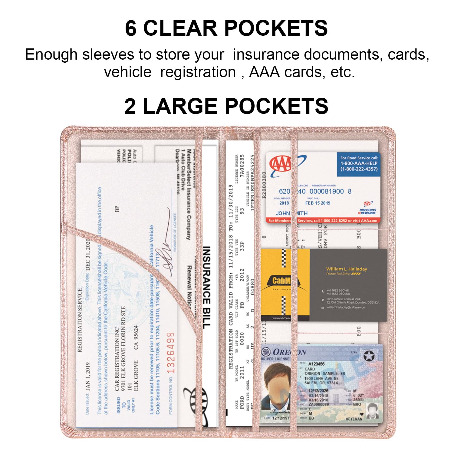 Cacturism Car Registration And Insurance Holder, Car Accessories Vehicle Glove Box Car Organizer Men Women Wallet Case With Magn