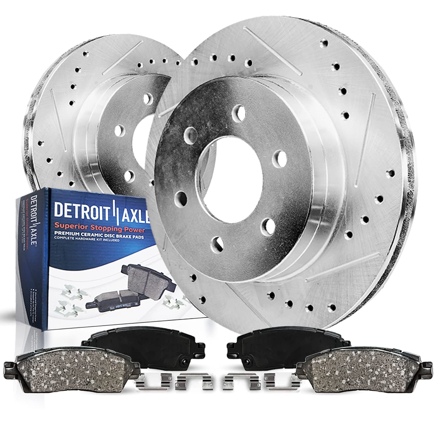 Detroit Axle - Rear Brake Kit for Chevrolet GMC Silverado Sierra 1500 Tahoe Yukon Astro Safari Drilled & Slotted Disc Brake Roto