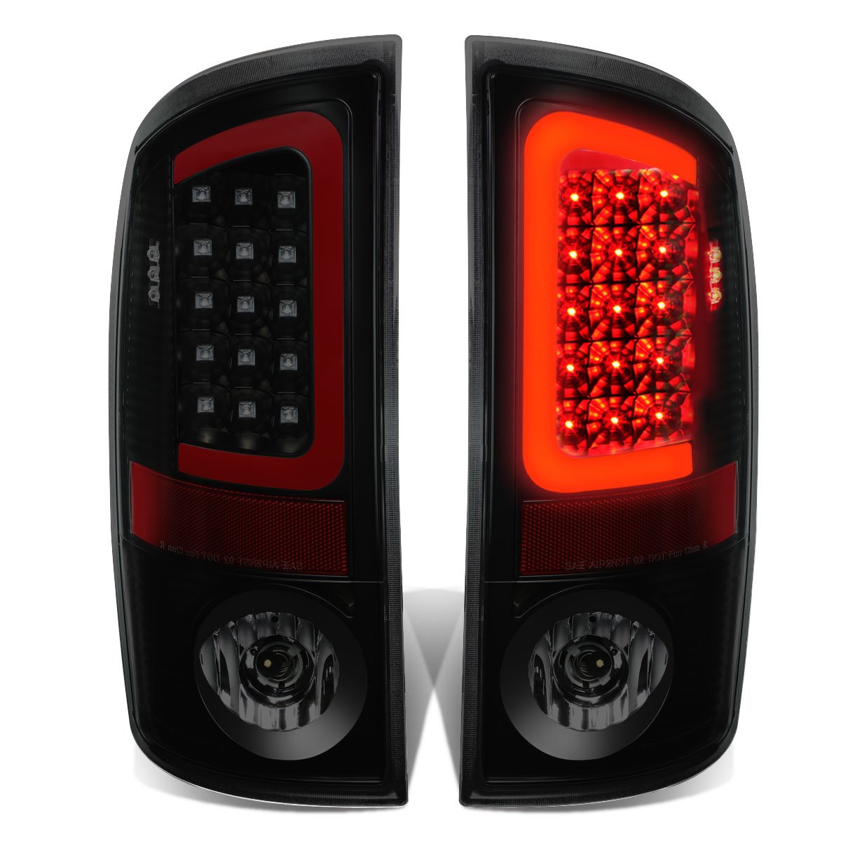 Dna Motoring Tl-Dram07-Led-Rd3D-Bk-Sm Led 3D Tail Light Assembly Driver & Passenger Side [Compatible With 02-06 Dodge Ram 1500 2