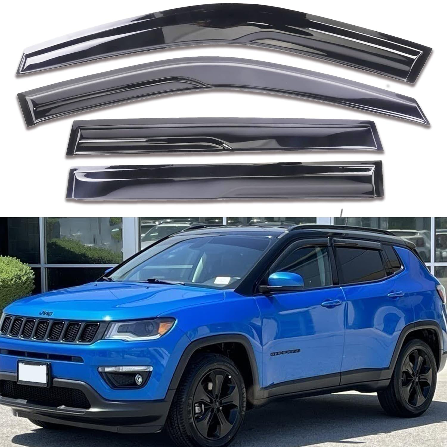 Tonoytim Window Visors Rain Guards Side Wind Deflectors Compatible With Jeep Compass 2017-2024, Window Vent Guard Shade,Sun Suv