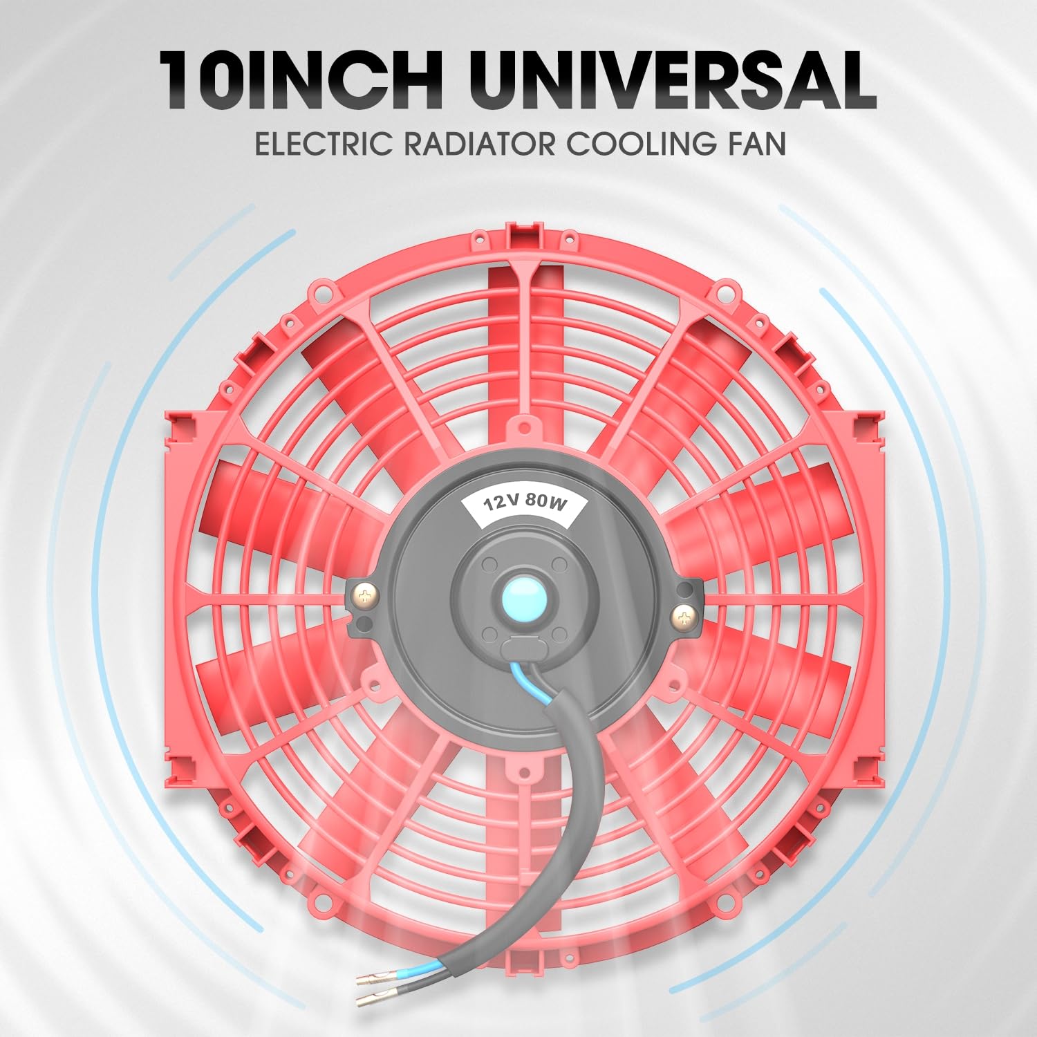 Dna Motoring 10 Inch High Performace Electric Cooling Slim Radiator Fan With Mount Kit, Red, Raf-10-Rd+Fmk