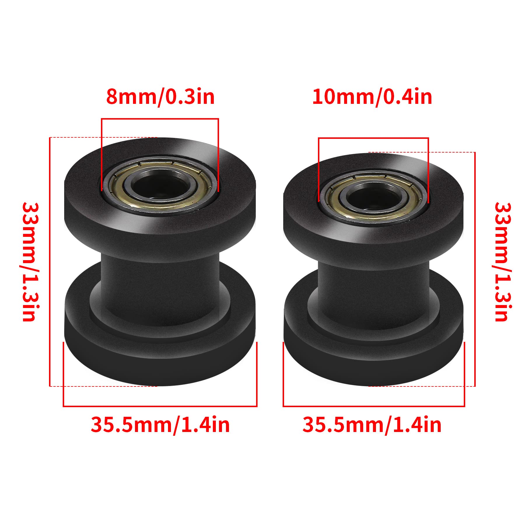 Stylemafia 8mm and 10mm Chain Roller Pulley Tensioner Wheel Guide Per for Motorcycle Mini Bike Atv 125cc 140cc 160cc SSR XR125 C