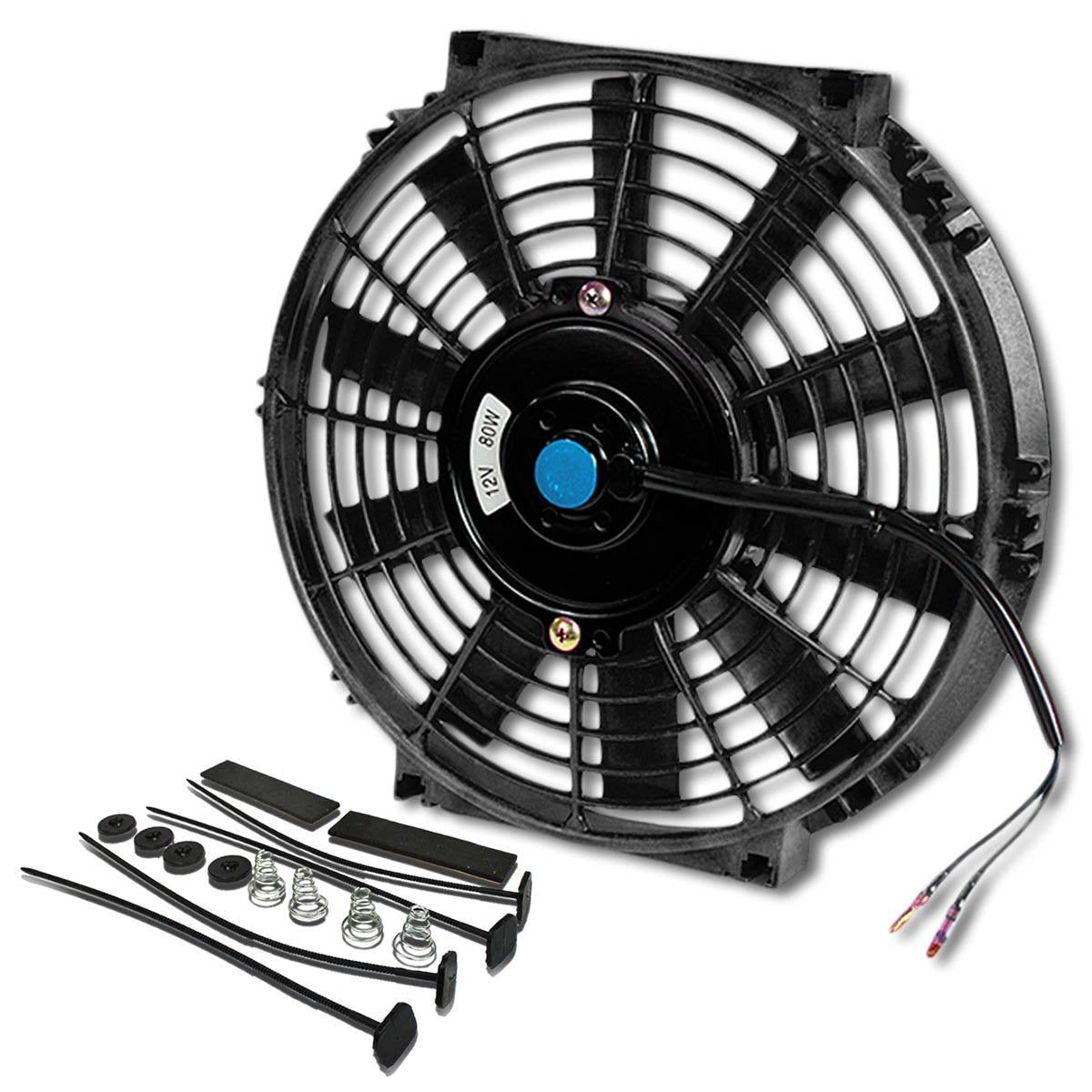 Dna Motoring 10 Inch High Performace Electric Cooling Slim Radiator Fan With Mount Kit, Black, Raf-10+Fmk