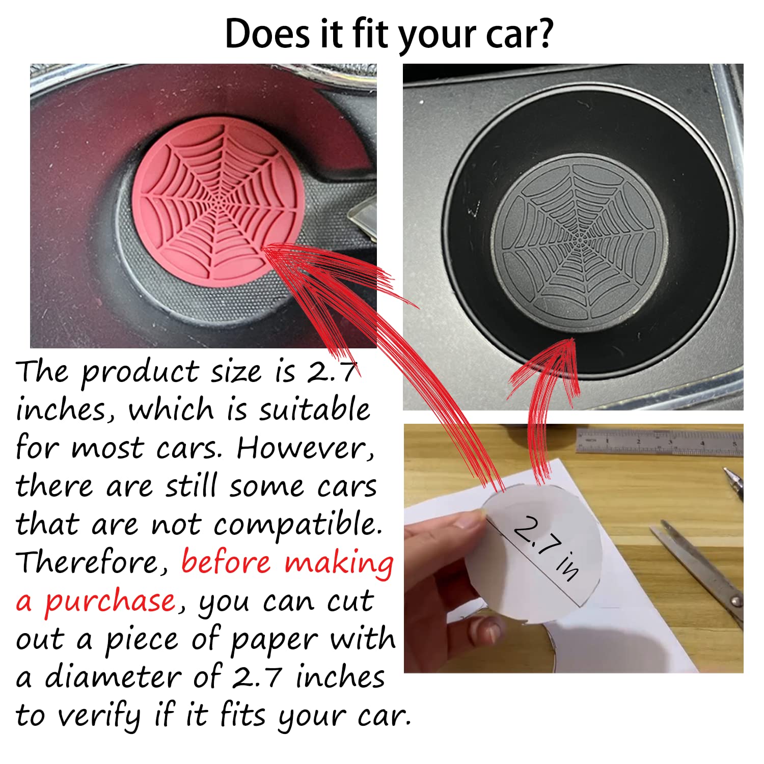 Car Cup Holder Coaster, 2 Pack Universal Auto Anti Slip Cup Holder Insert Ornaments Coaster, Durable, Suitable For Most Car Inte